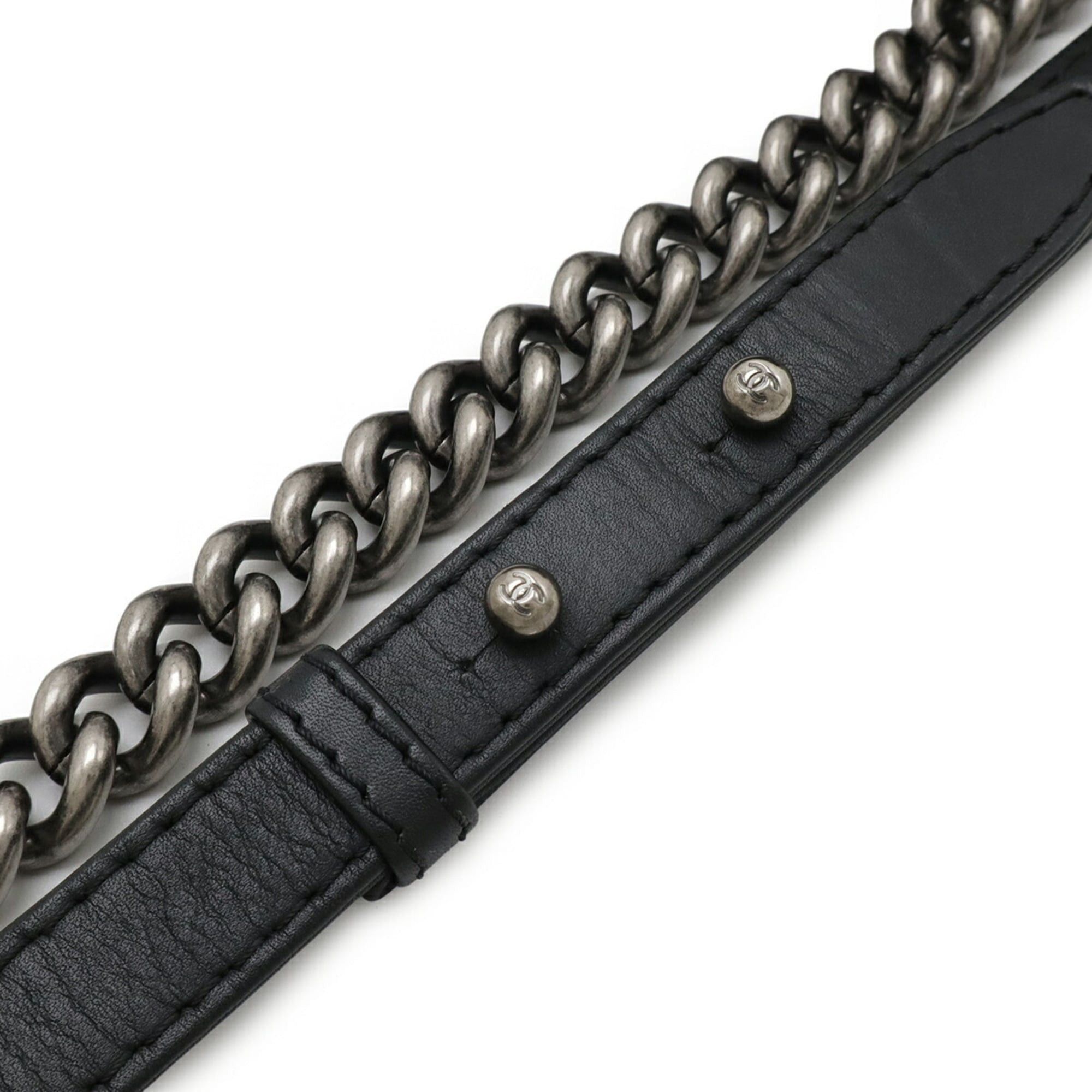 Chanel CHANEL Boy Chanel 25 Wild Stitch Matelasse Coco Mark Chain Shoulder Bag in Soft Calfskin, Black (A67086) Size ONE SIZE - 5 Thumbnail
