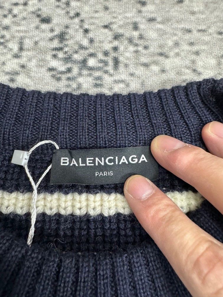 Balenciaga Balenciaga Wool Striped Embroidered Sweater Size US L / EU 52-54 / 3 - 3 Thumbnail