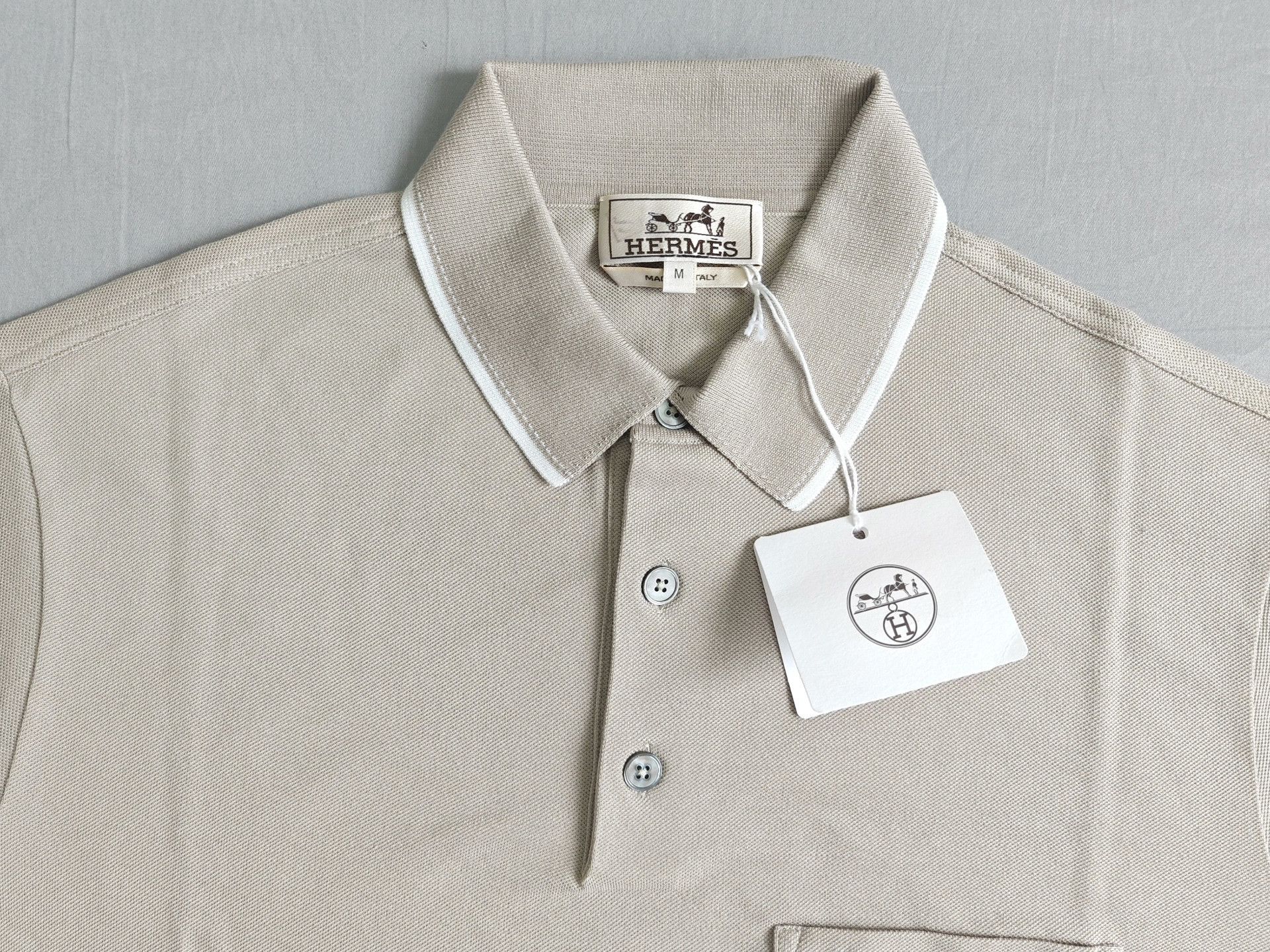Hermes Hermes Men's Beige Short Sleeve Polo M Size US M / EU 48-50 / 2 - 3 Thumbnail