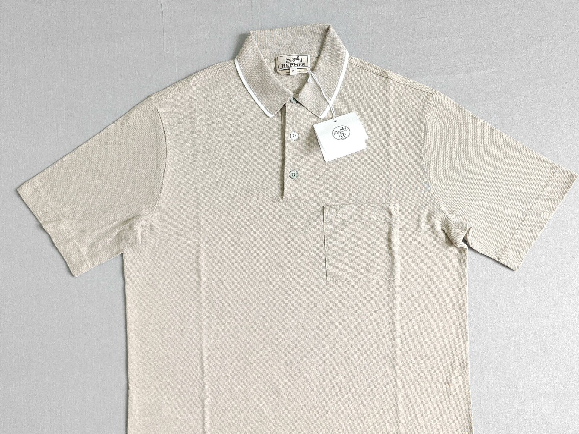 Hermes Hermes Men's Beige Short Sleeve Polo M Size US M / EU 48-50 / 2 - 2 Thumbnail