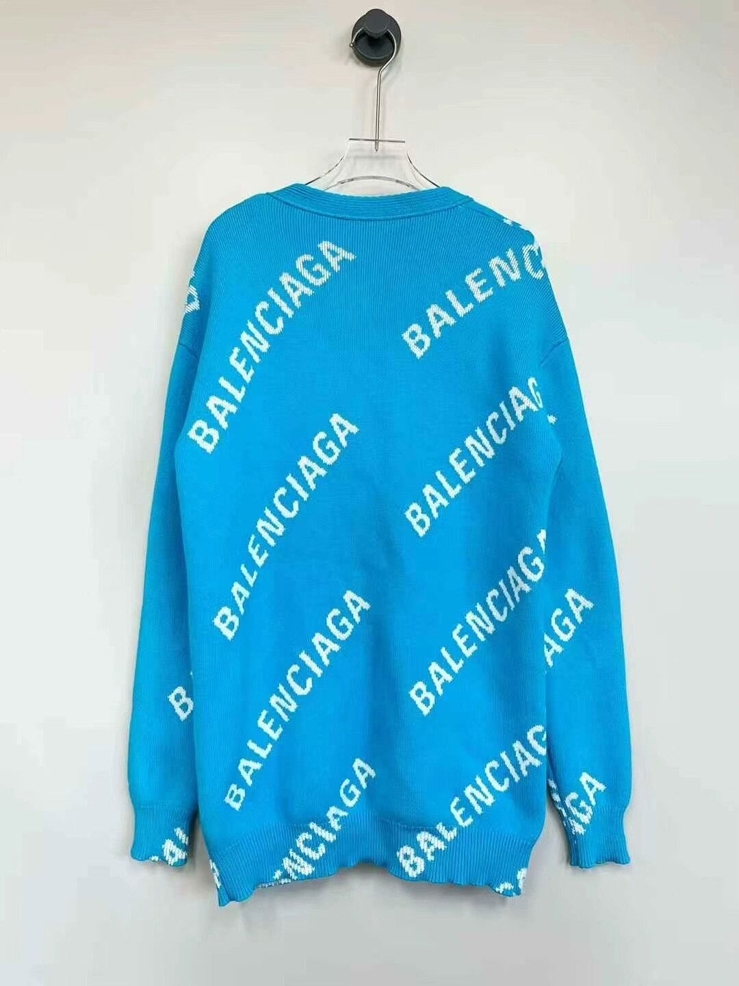 Balenciaga Balenciaga Blue Logo Knit Cardigan Coat Size US XS / EU 42 / 0 - 2 Thumbnail