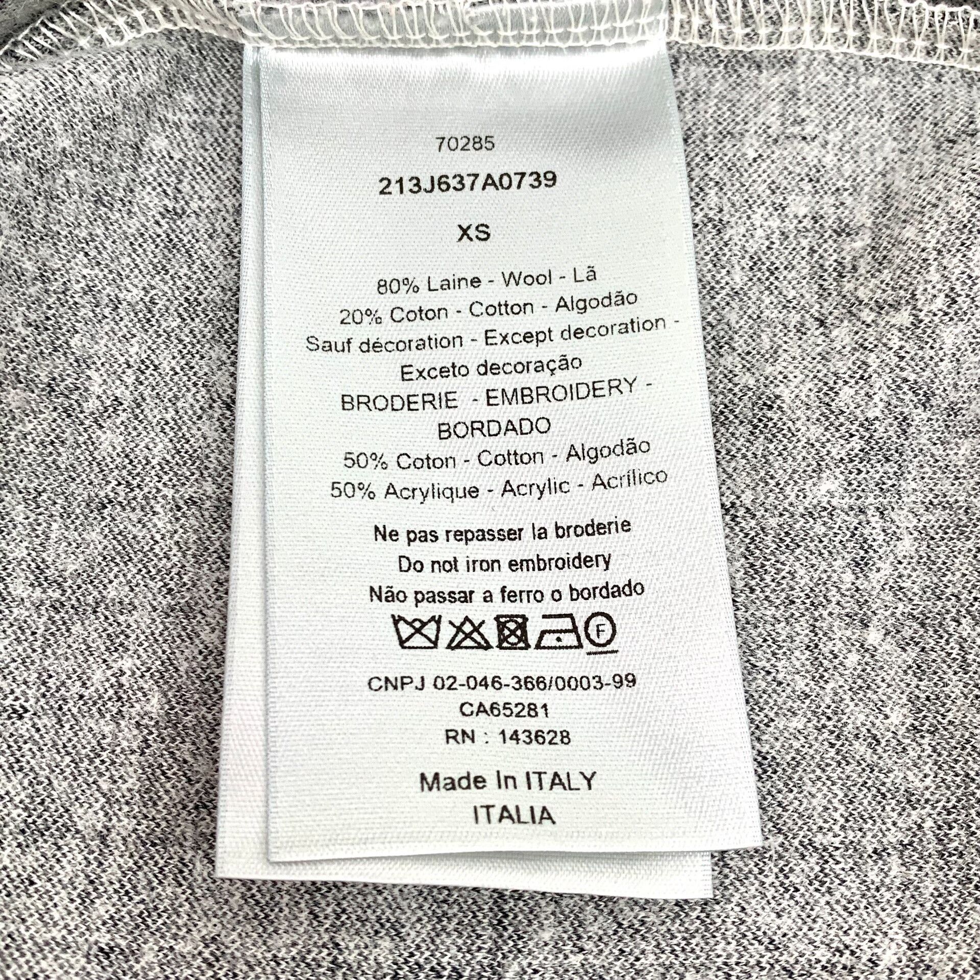 Dior gray lettered short sleeve wool tshirt Size US XS / EU 42 / 0 - 6 Thumbnail