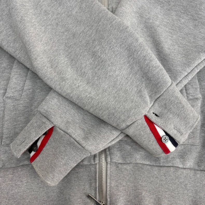 Thom Browne Thom Browne Gray Zip Hoodie with Stripes Size US S / EU 44-46 / 1 - 5 Thumbnail