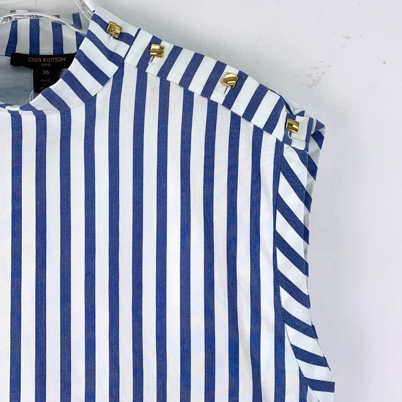 Louis Vuitton Louis Vuitton Blue Striped Sleeveless Shirt Size US S / EU 44-46 / 1 - 3 Thumbnail