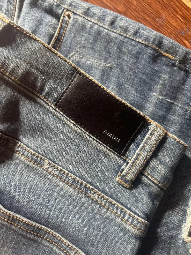 Amiri Amiri 16AW MX1 Blue Leather Patch Jeans Size US 30 / EU 46 - 7 Thumbnail