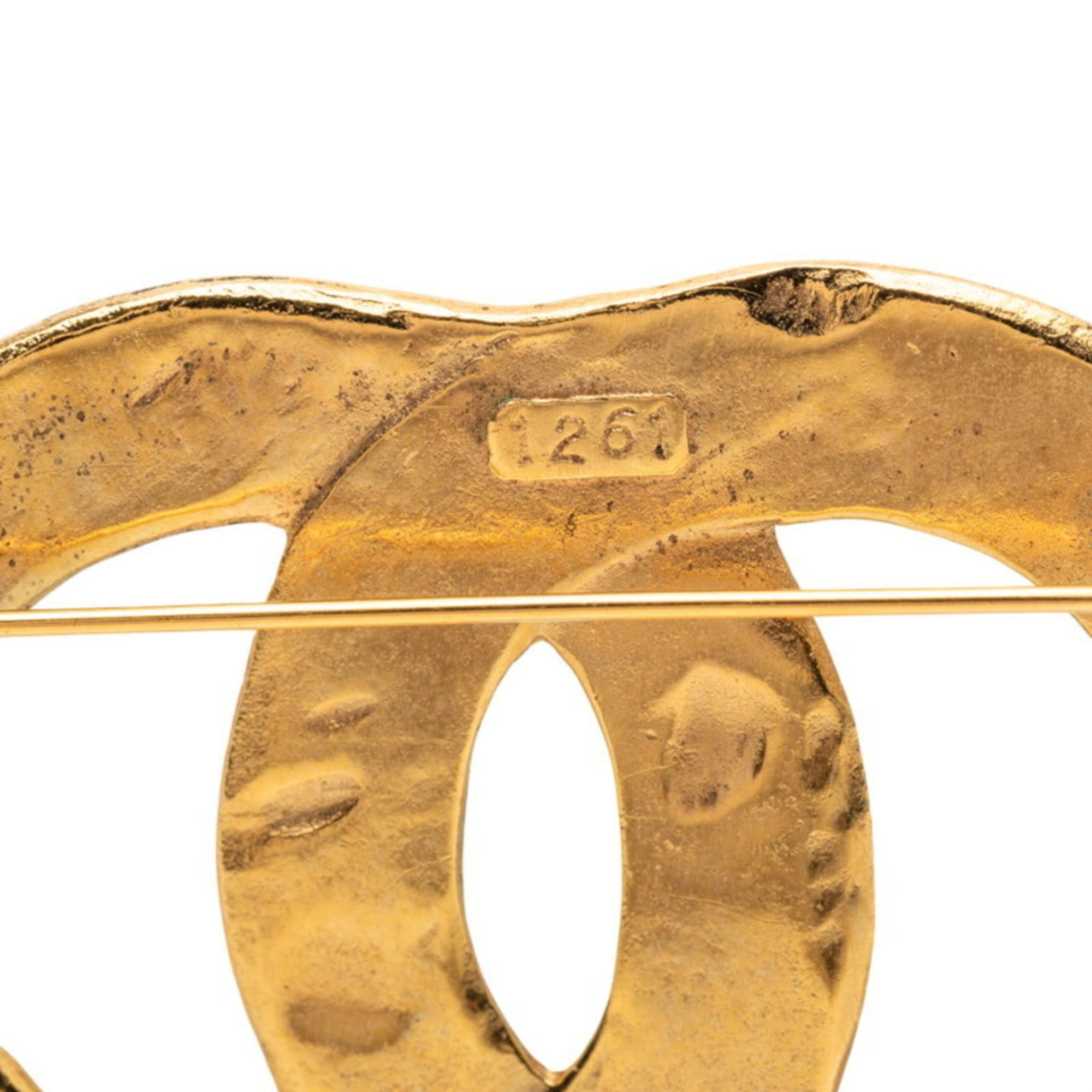 Chanel CHANEL Coco Mark Braided Brooch, Gold Plated, Women's Size ONE SIZE - 3 Thumbnail