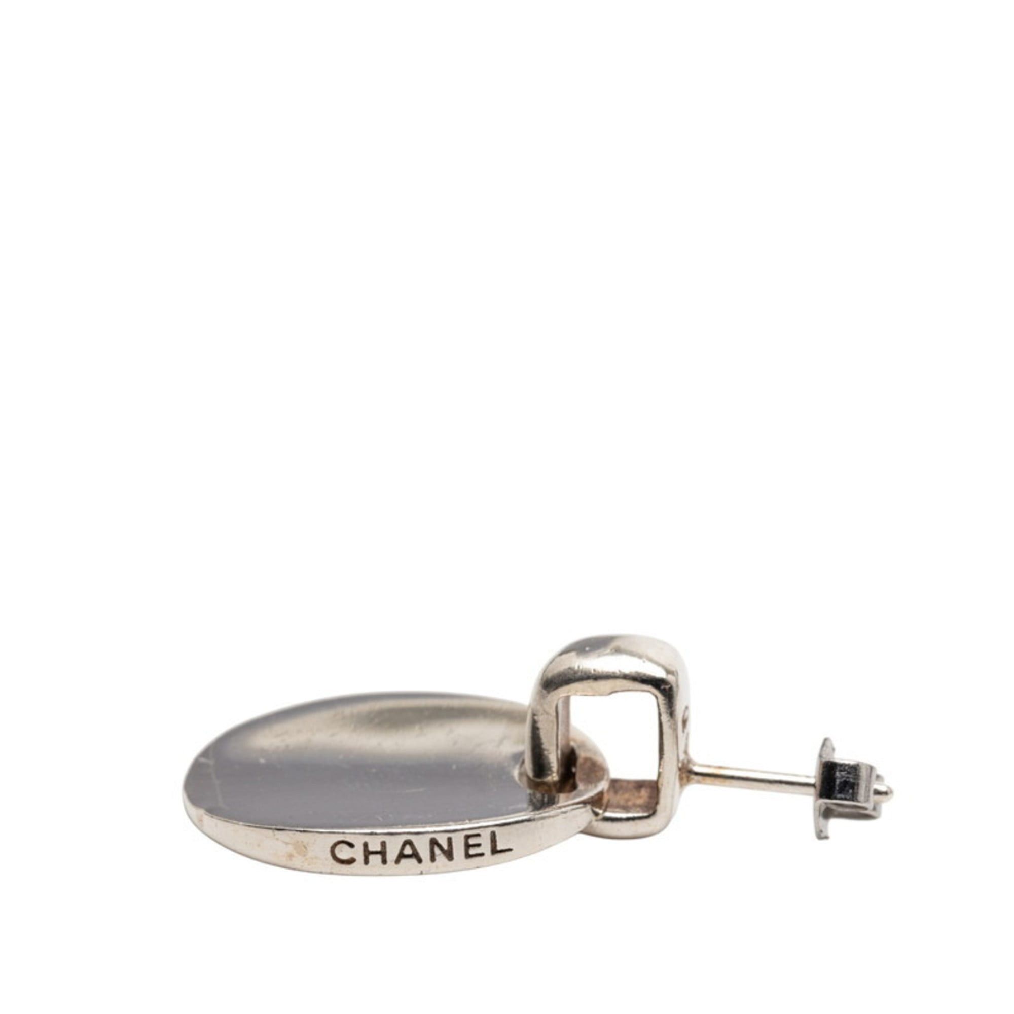 Chanel CHANEL Logo Oval Stud Earrings SV925 Silver Women's Size ONE SIZE - 3 Thumbnail