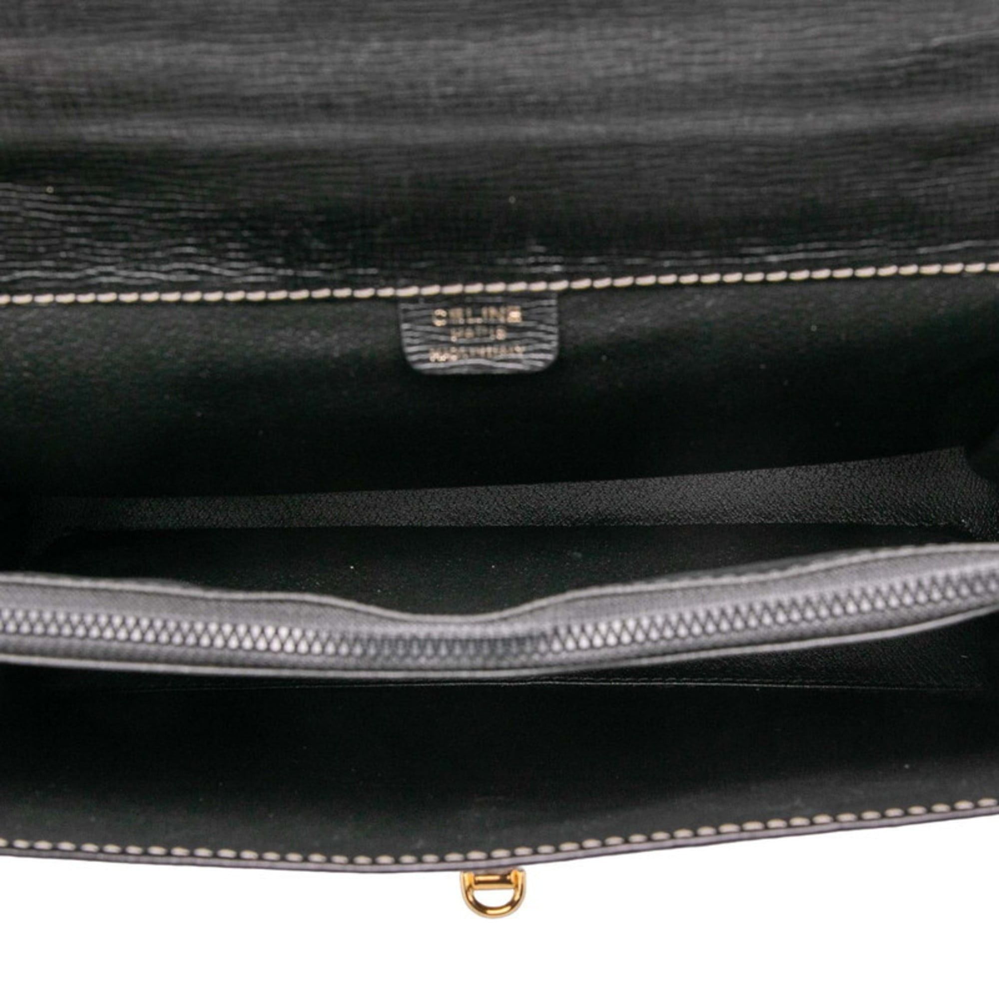 Celine Celine logo handbag in black leather for women. Size ONE SIZE - 4 Thumbnail