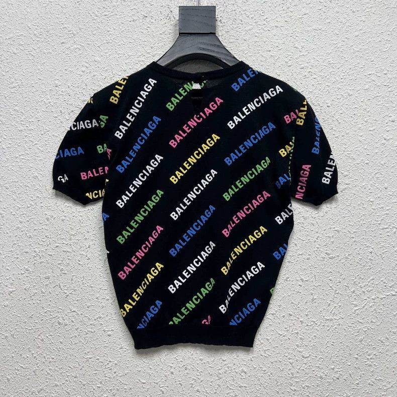 Balenciaga Balenciaga Colorful Bullet Screen Logo Knit Short-Sleeve Size US S / EU 44-46 / 1 - 2 Thumbnail