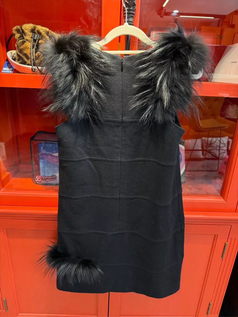 Fendi Fendi Black Sleeveless Dress Fox Fur Trim Size US S / EU 44-46 / 1 - 2 Thumbnail