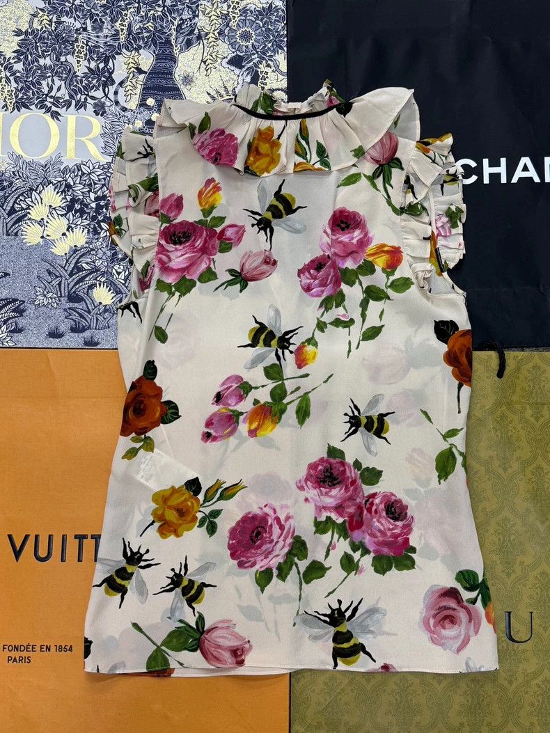 Gucci Gucci Silk Floral Bee Print Sleeveless Top Size US M / EU 48-50 / 2 - 3 Thumbnail