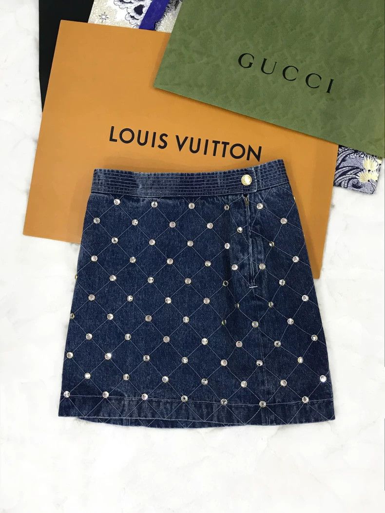 Gucci Gucci Denim Rhinestone Skirt Size US 44 / EU 60 - 2 Thumbnail