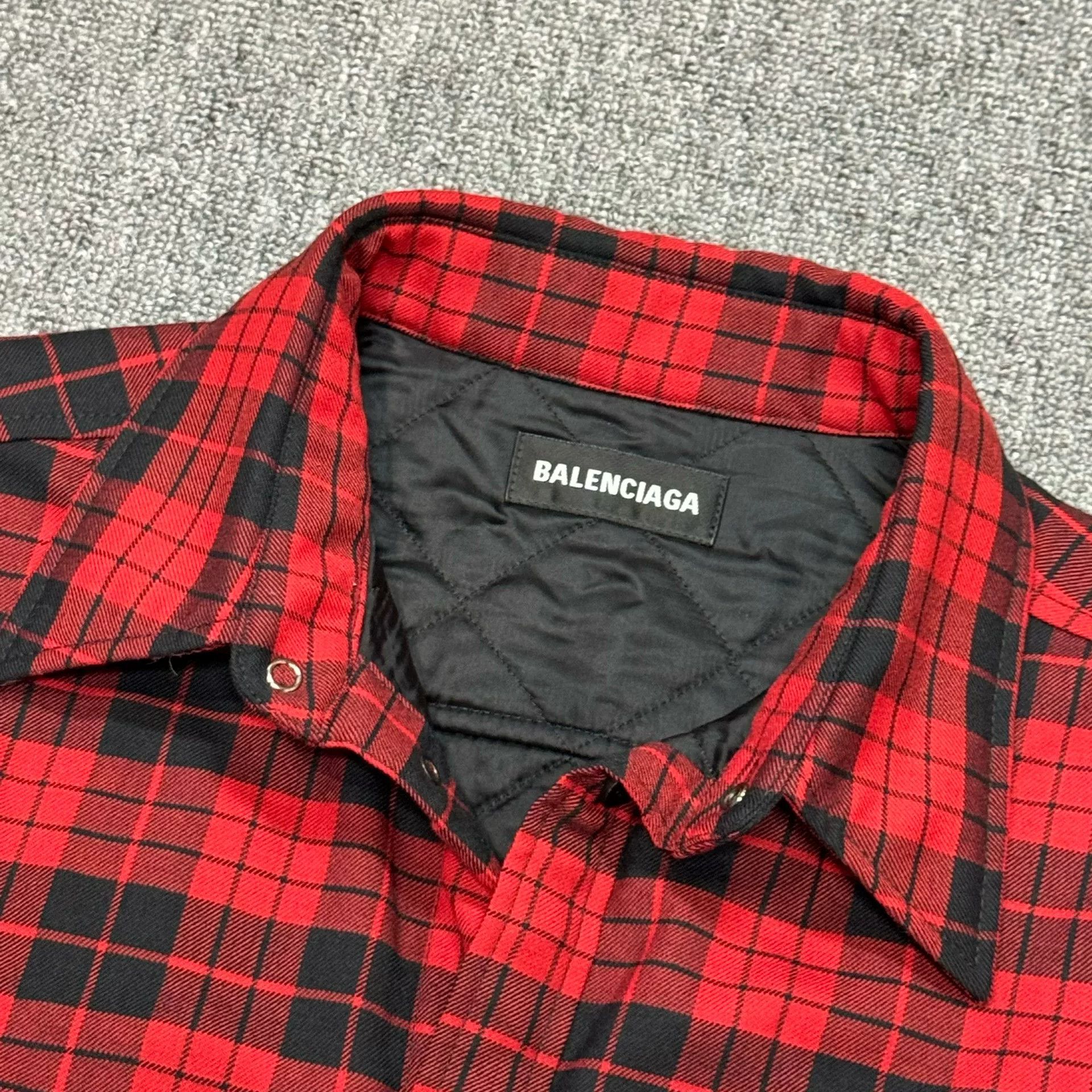 Balenciaga Balenciaga Red Black Plaid Cotton Coat Size US L / EU 52-54 / 3 - 5 Thumbnail