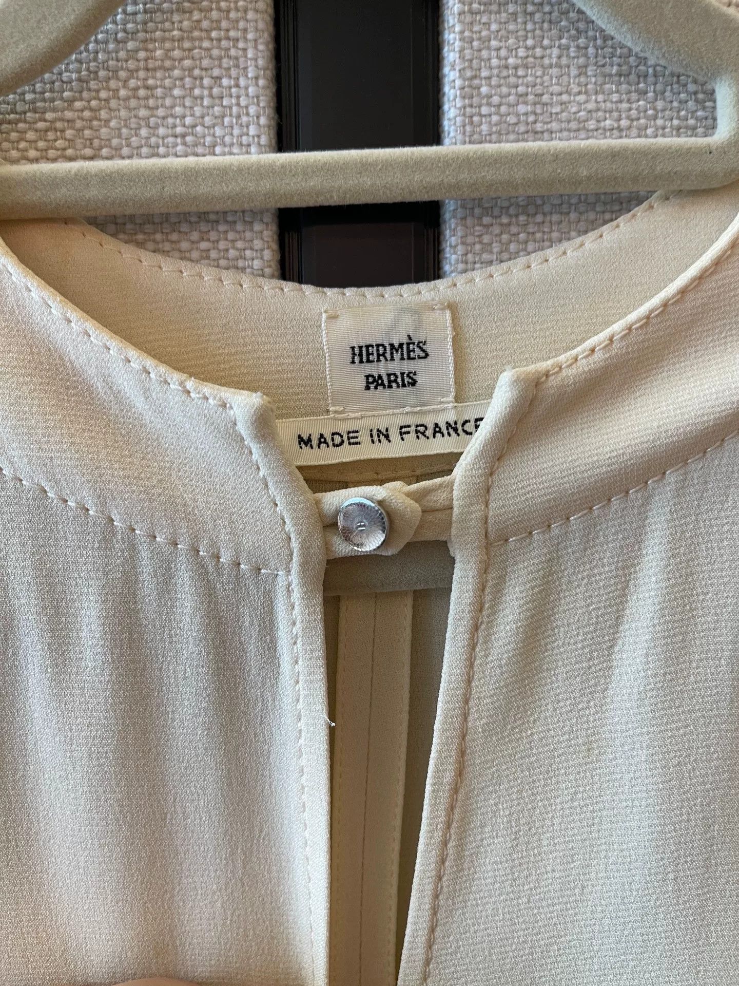 Hermes Hermes Cream Silk Long-Sleeve Top Size US M / EU 48-50 / 2 - 2 Thumbnail