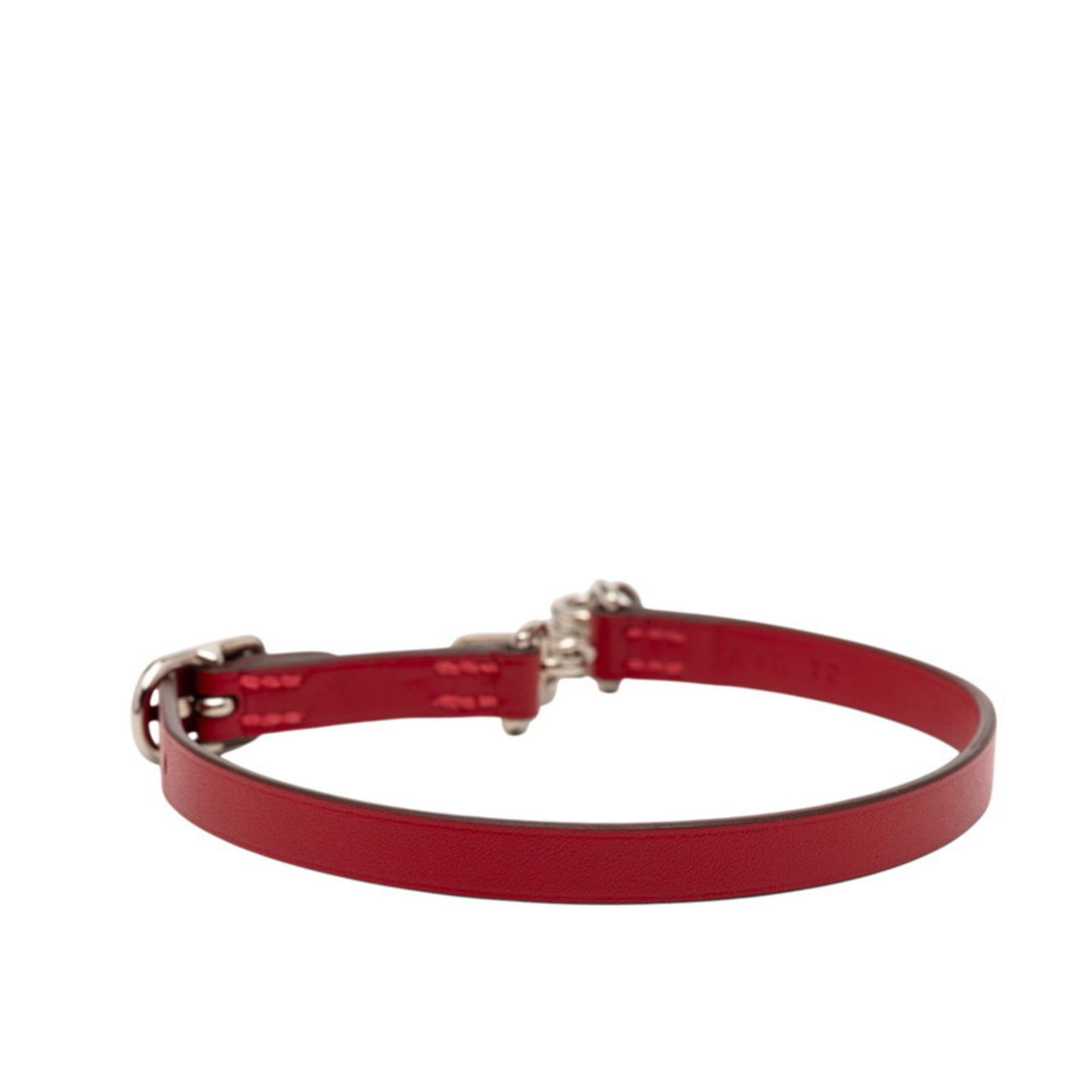 Hermes Hermès Etrier Double Tour Choker in Red and Silver Leather Metal, Women's HERMES Size ONE SIZE - 3 Thumbnail