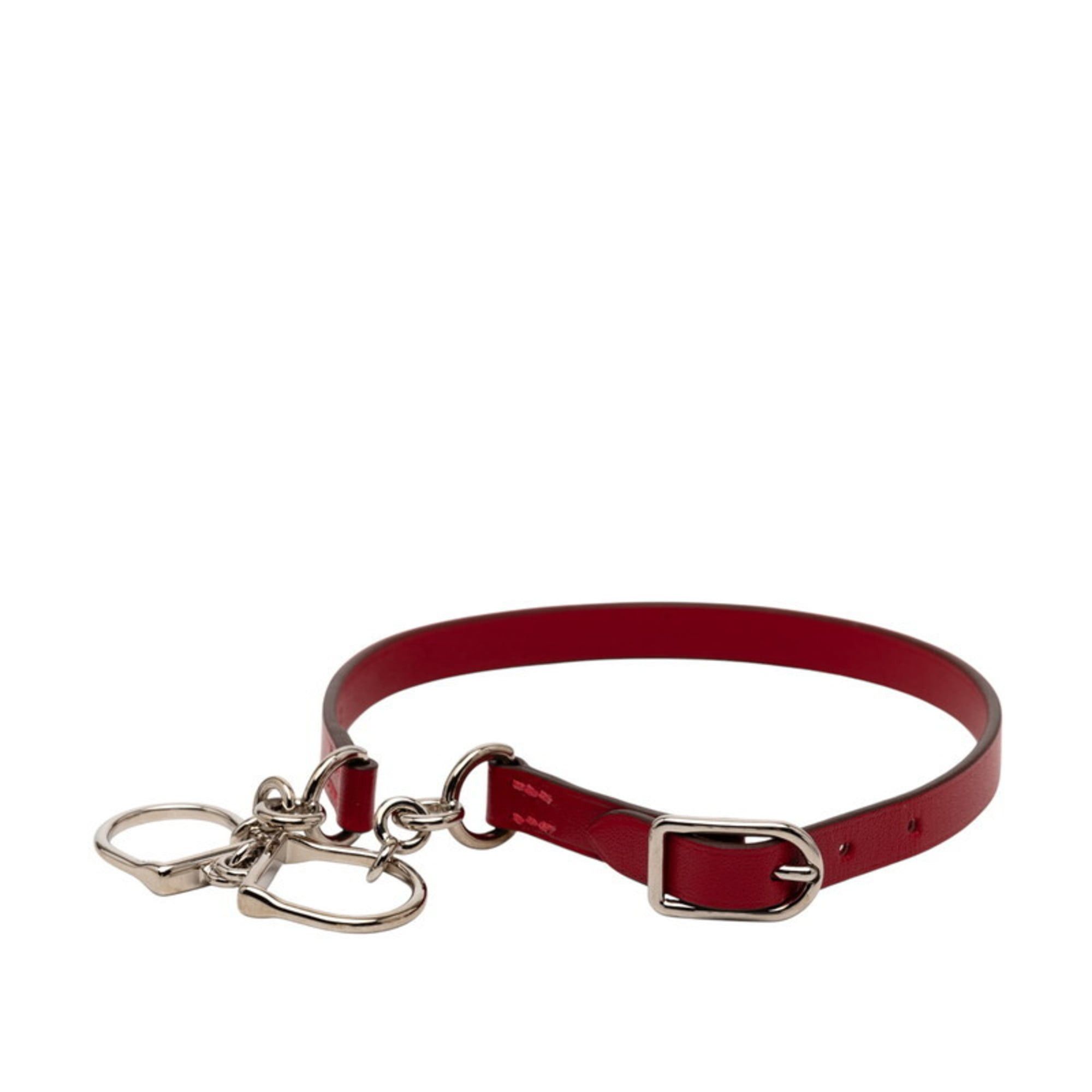 Hermes Hermès Etrier Double Tour Choker in Red and Silver Leather Metal, Women's HERMES Size ONE SIZE - 2 Thumbnail