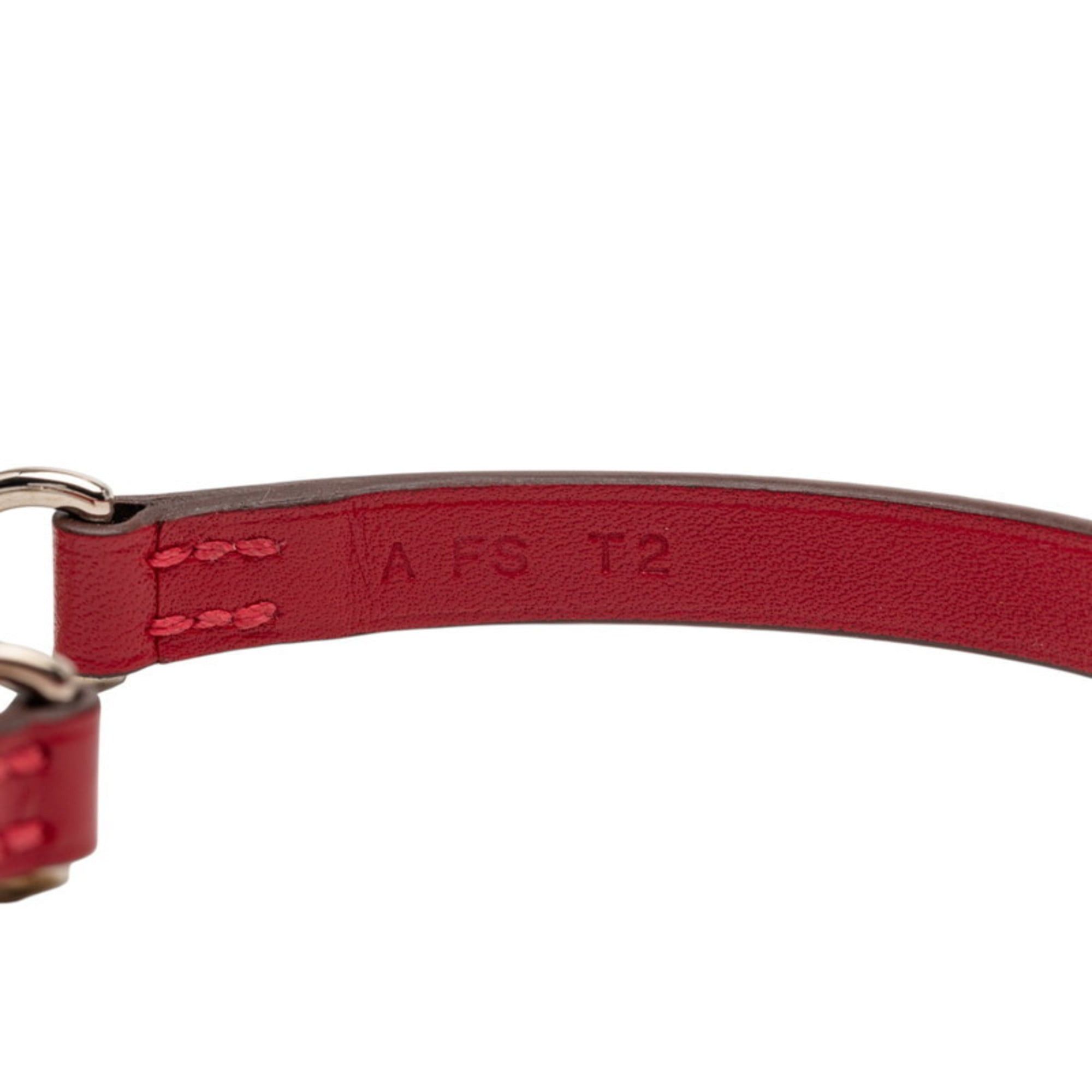 Hermes Hermès Etrier Double Tour Choker in Red and Silver Leather Metal, Women's HERMES Size ONE SIZE - 6 Thumbnail