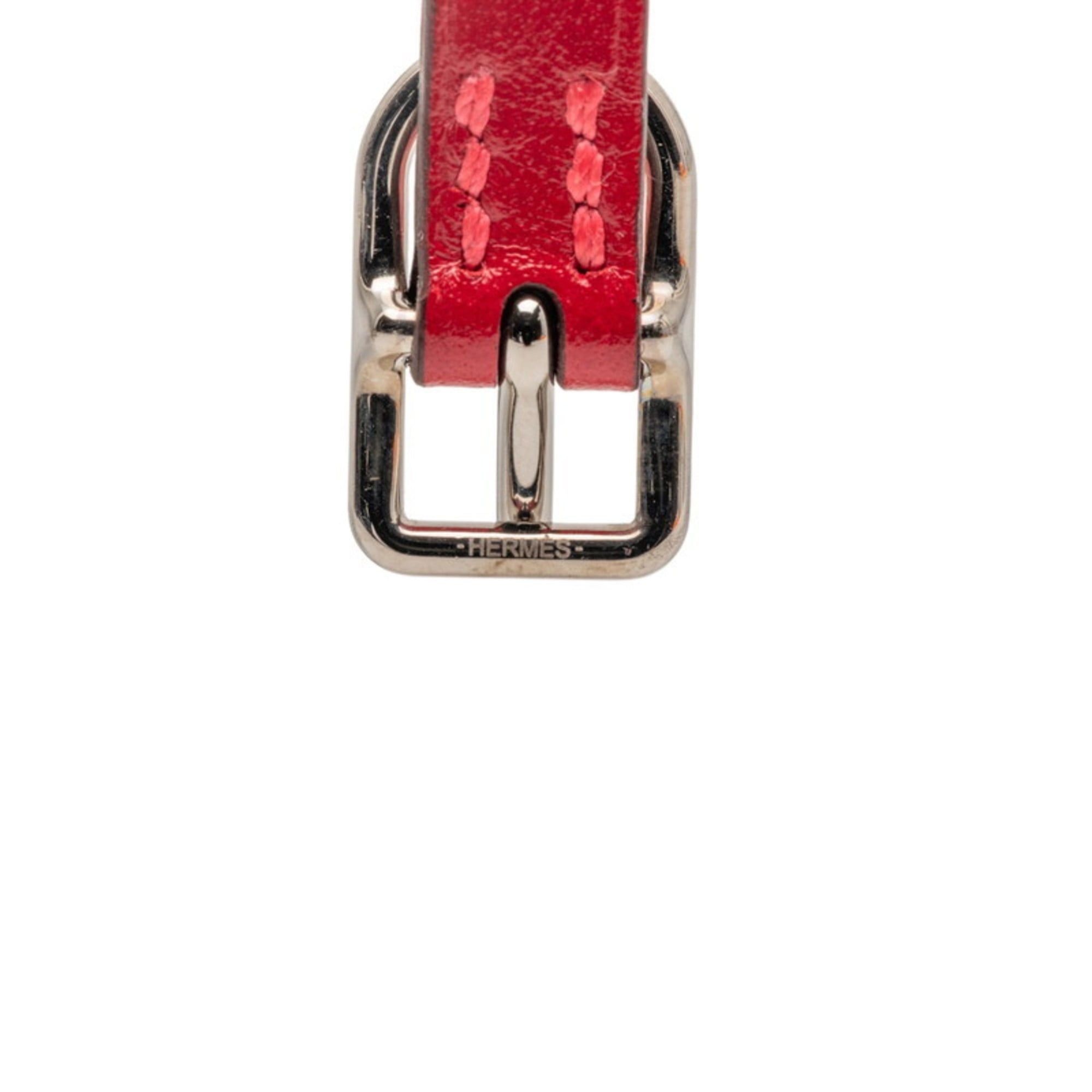 Hermes Hermès Etrier Double Tour Choker in Red and Silver Leather Metal, Women's HERMES Size ONE SIZE - 5 Thumbnail