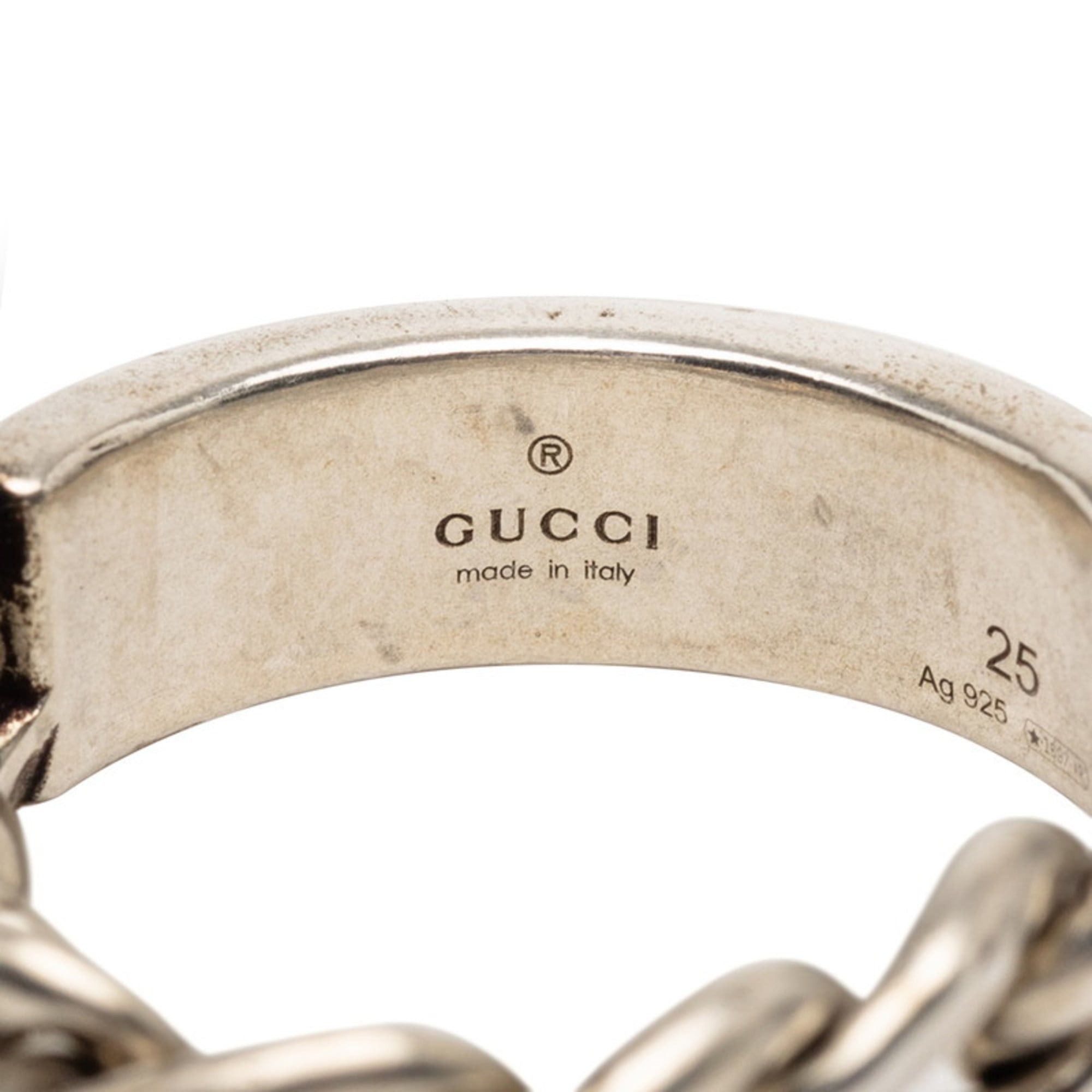 Gucci Gucci Gormet Chain Ring #25 Silver with Light Blue Enamel, SV925, Men's Size ONE SIZE - 4 Thumbnail