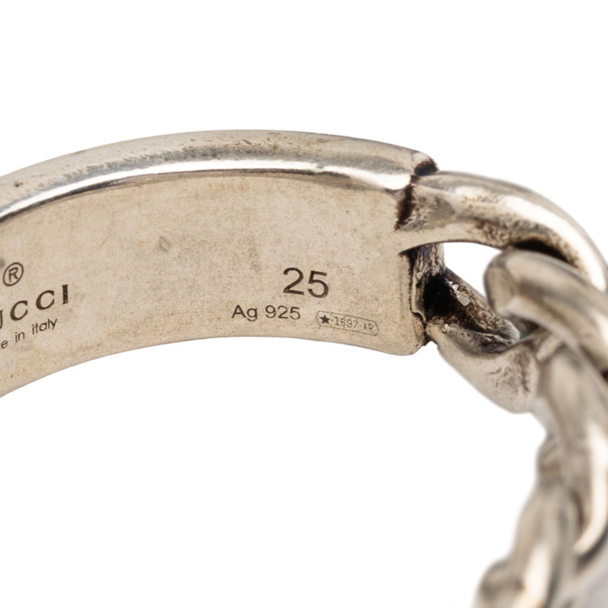 Gucci Gucci Gormet Chain Ring #25 Silver with Light Blue Enamel, SV925, Men's Size ONE SIZE - 5 Thumbnail