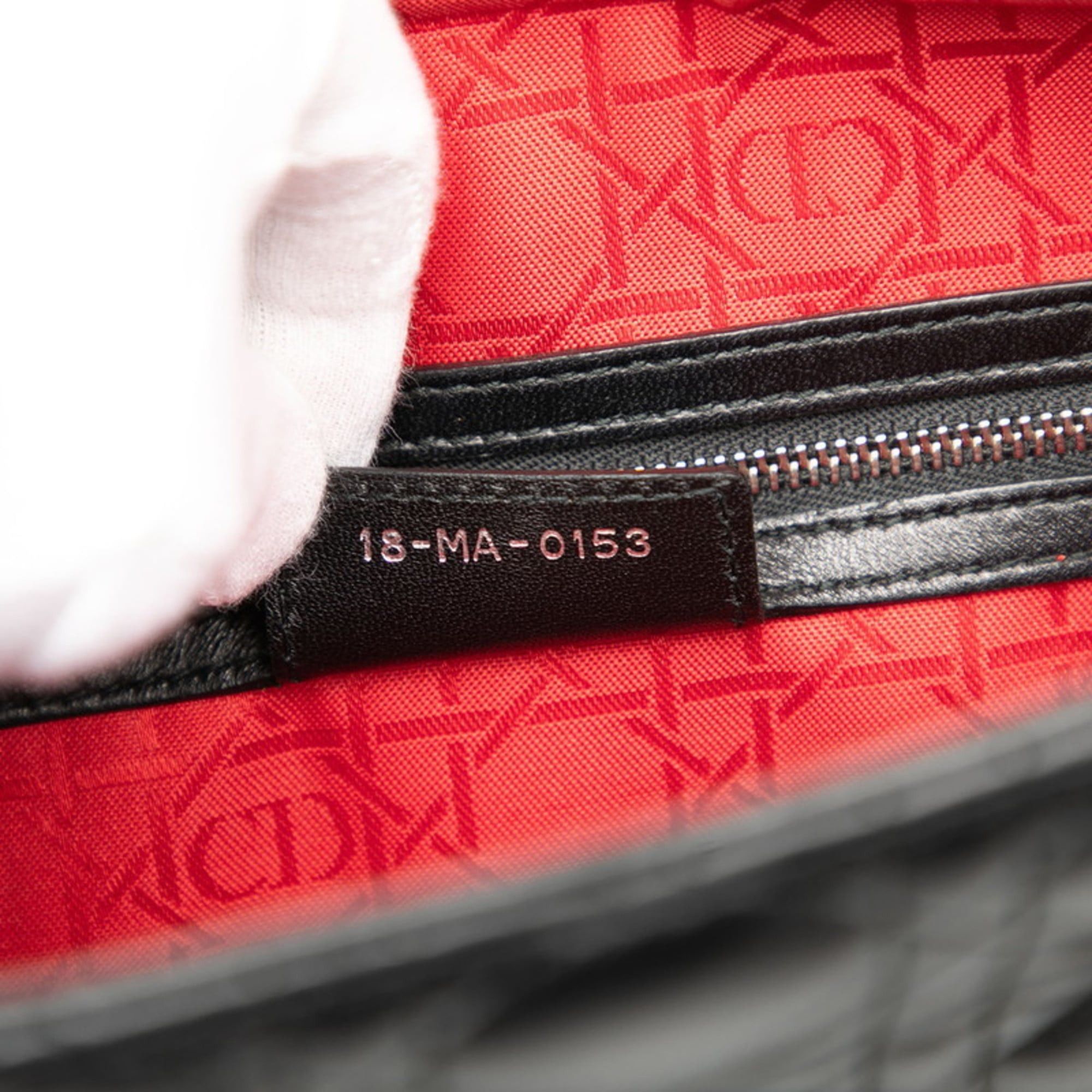 Dior Christian Dior Dior Cannage Lady Handbag/Shoulder Bag, 2-Way, Black Lambskin, Women's, Size ONE SIZE - 6 Thumbnail