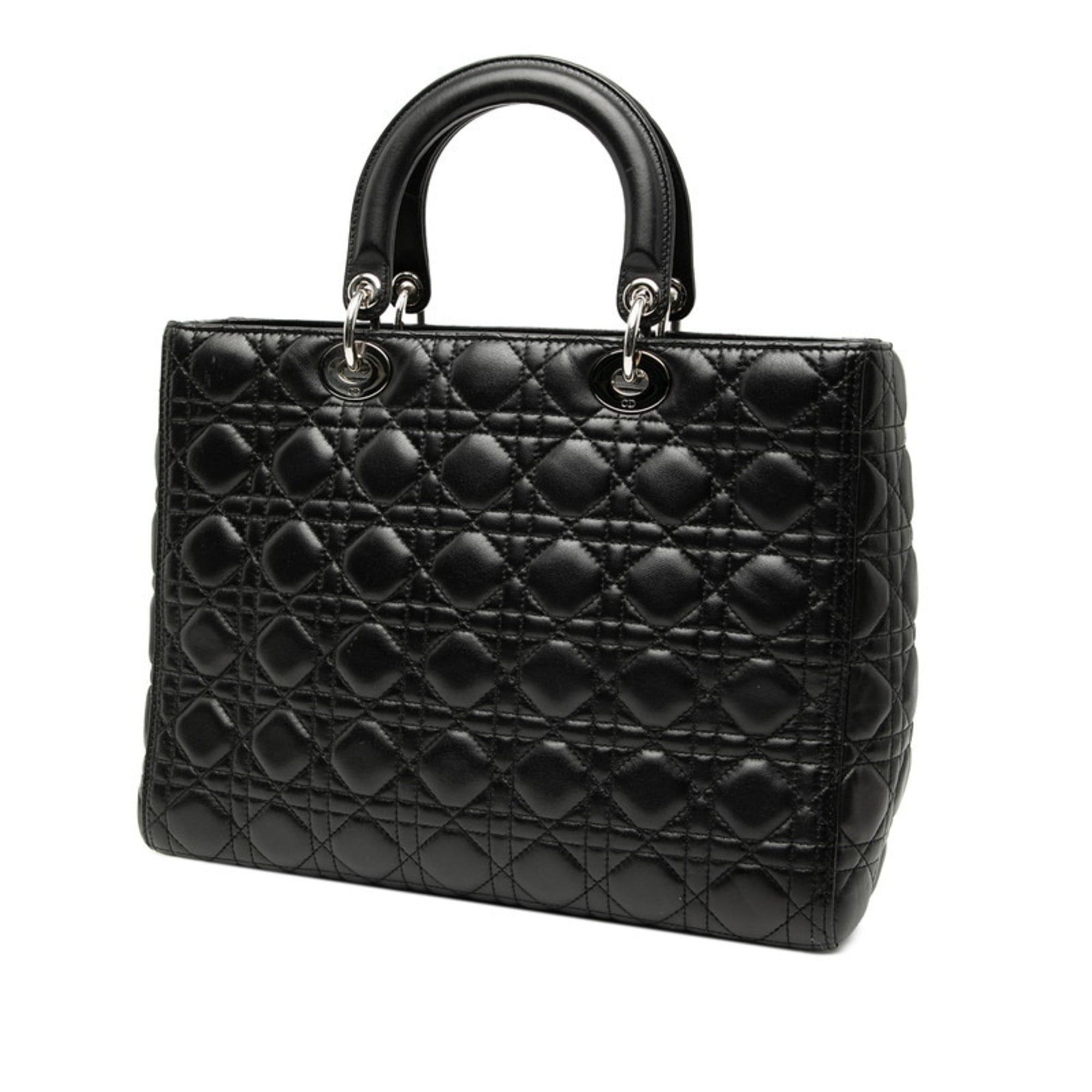 Dior Christian Dior Dior Cannage Lady Handbag/Shoulder Bag, 2-Way, Black Lambskin, Women's, Size ONE SIZE - 2 Thumbnail