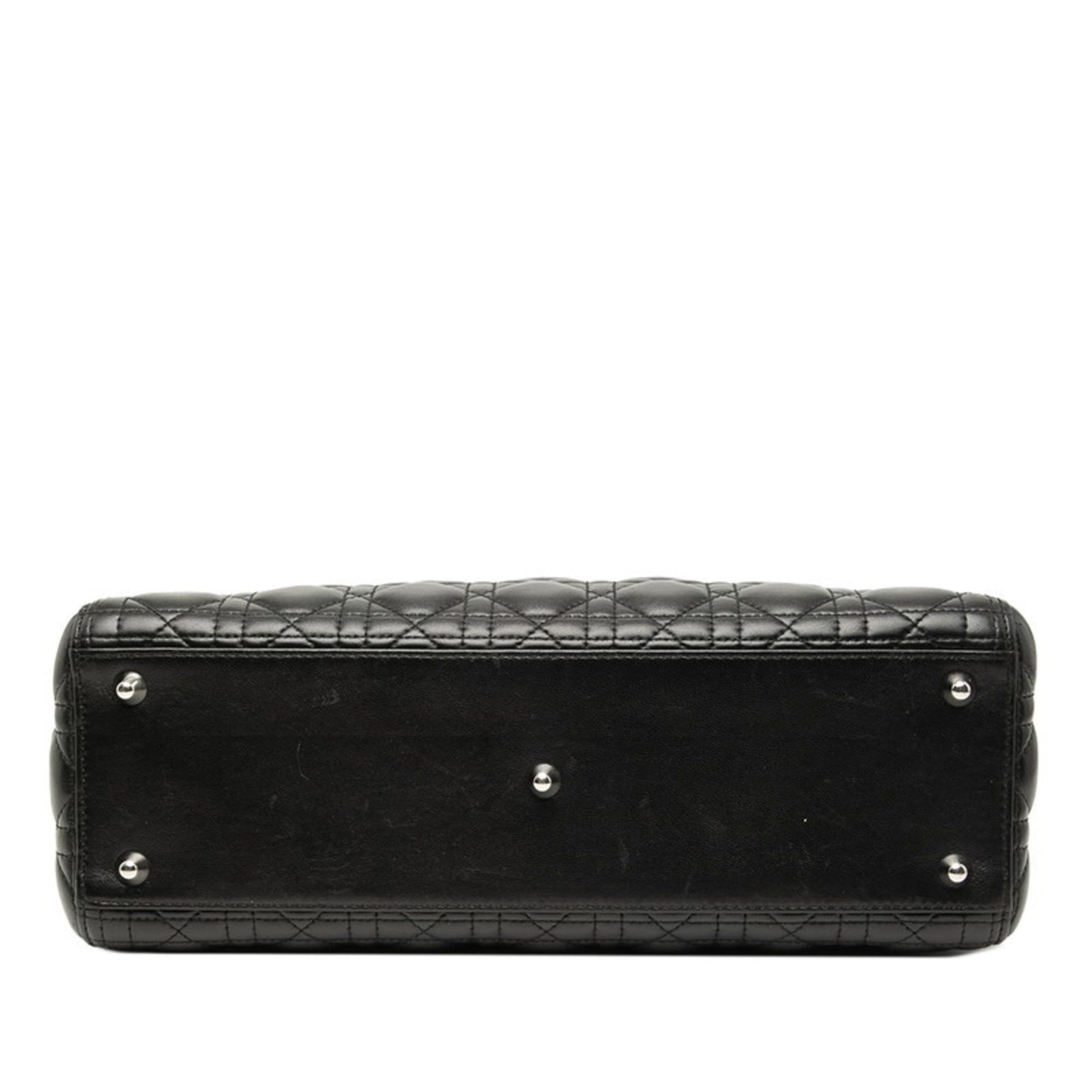 Dior Christian Dior Dior Cannage Lady Handbag/Shoulder Bag, 2-Way, Black Lambskin, Women's, Size ONE SIZE - 3 Thumbnail