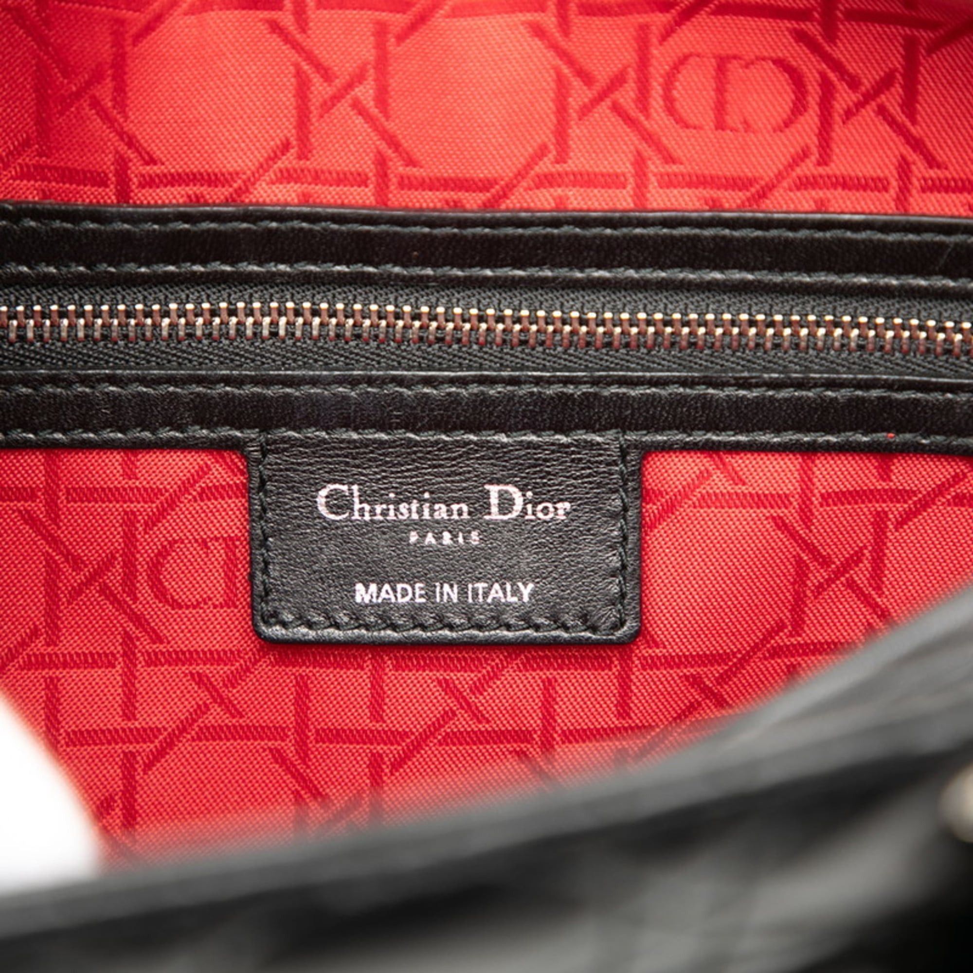 Dior Christian Dior Dior Cannage Lady Handbag/Shoulder Bag, 2-Way, Black Lambskin, Women's, Size ONE SIZE - 5 Thumbnail