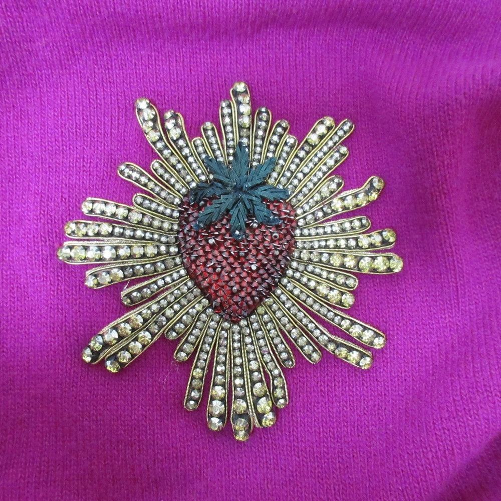 Gucci Gucci Gucci Strawberry Bijou Web Line Knitwear Cotton Tops 434164 DUTY FREE for USA Size ONE SIZE - 7 Thumbnail
