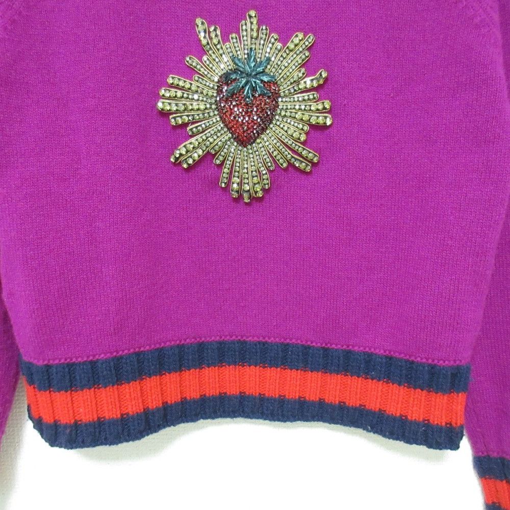 Gucci Gucci Gucci Strawberry Bijou Web Line Knitwear Cotton Tops 434164 DUTY FREE for USA Size ONE SIZE - 5 Thumbnail