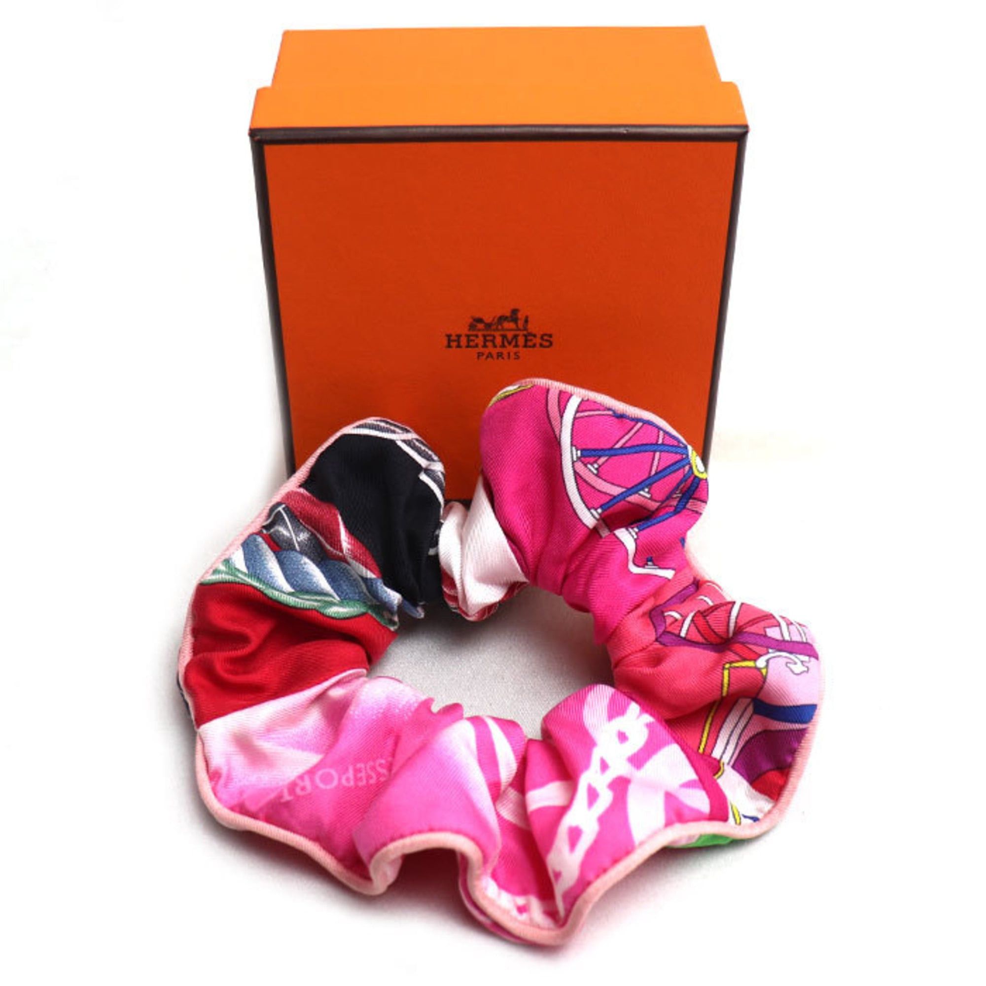 Hermes HERMES Silk Scrunchie Claudia Hair, Pink/Multi, Women's Size ONE SIZE - 5 Thumbnail