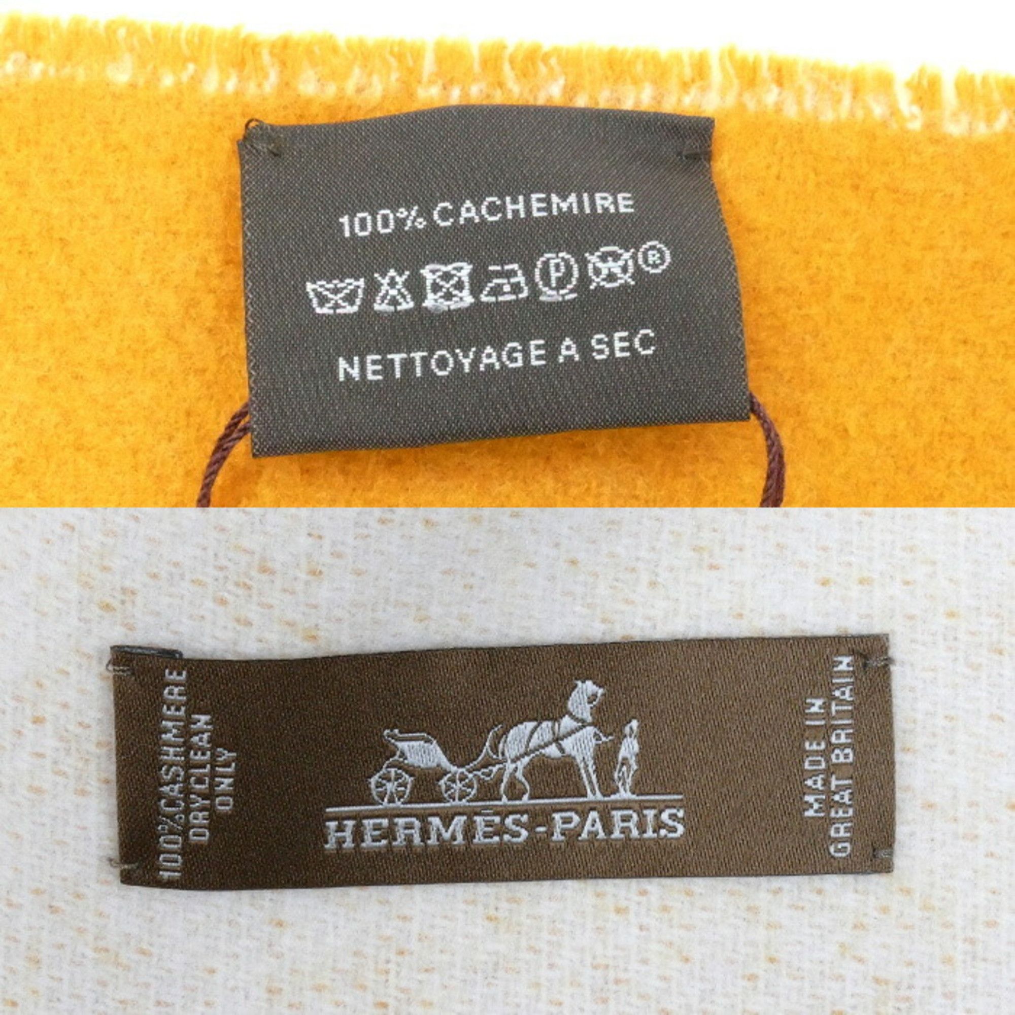Hermes HERMES Entrelacs Equestre Scarf Ivory/Jaune Ocret H253955S 03 Women's Size ONE SIZE - 5 Thumbnail