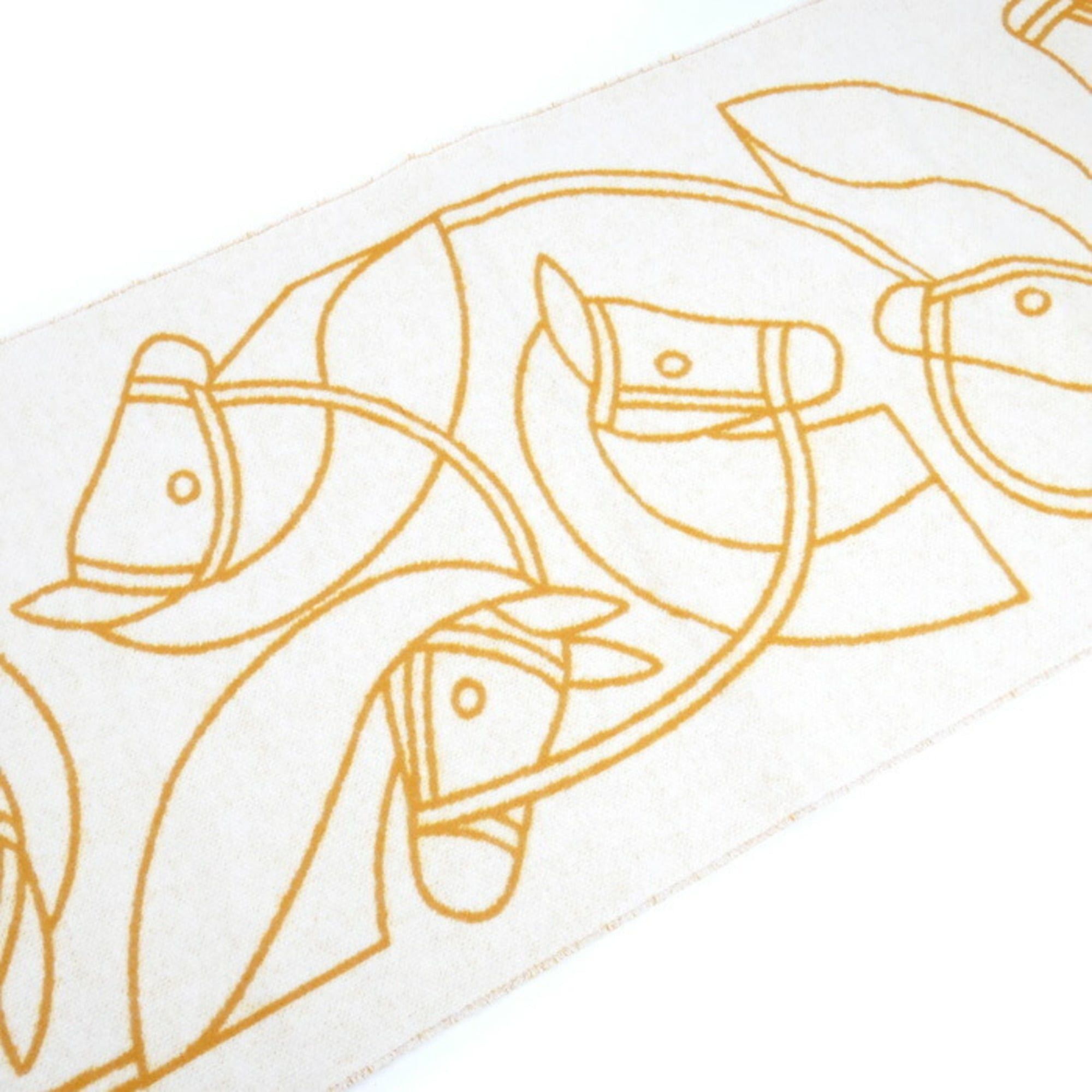 Hermes HERMES Entrelacs Equestre Scarf Ivory/Jaune Ocret H253955S 03 Women's Size ONE SIZE - 3 Thumbnail