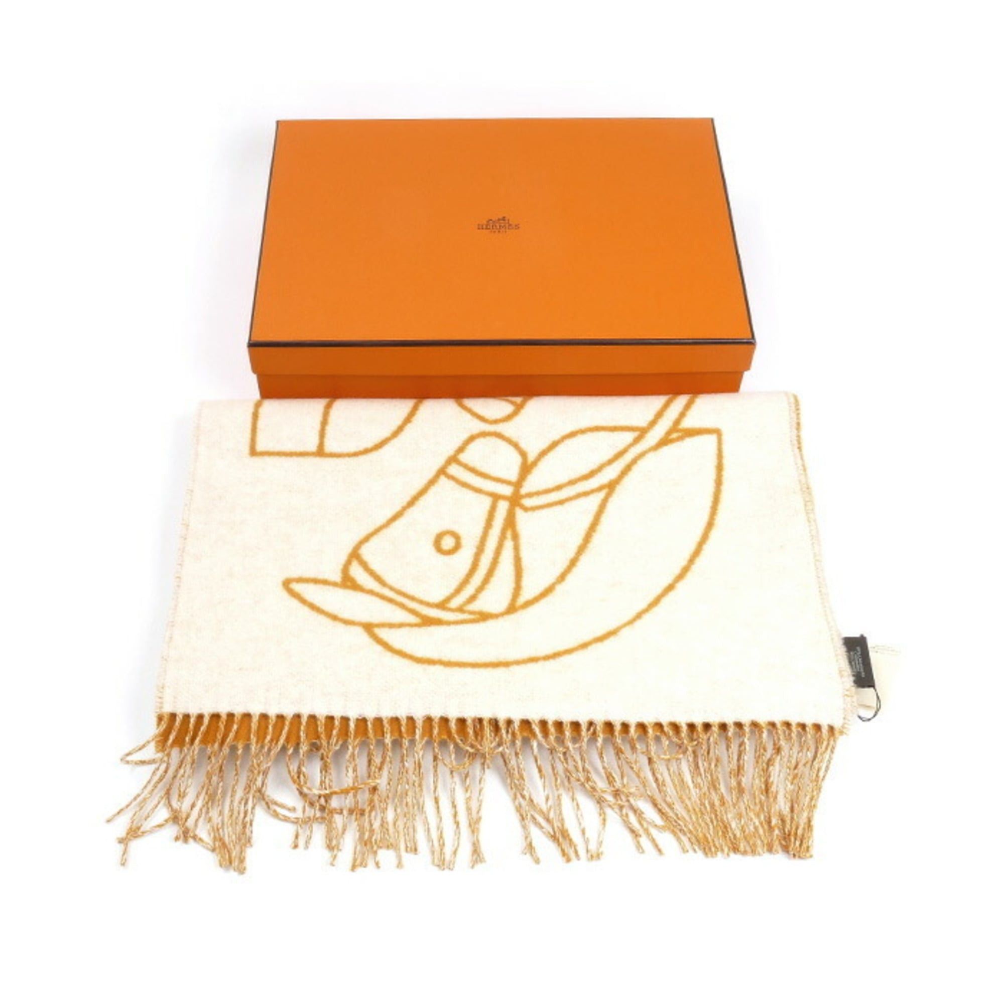 Hermes HERMES Entrelacs Equestre Scarf Ivory/Jaune Ocret H253955S 03 Women's Size ONE SIZE - 6 Thumbnail