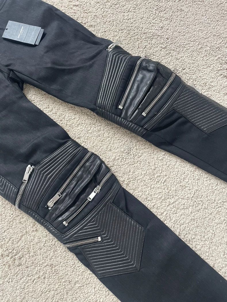 Saint Laurent Paris Saint Laurent Leather Panel Biker Pants Size US 30 / EU 46 - 3 Thumbnail