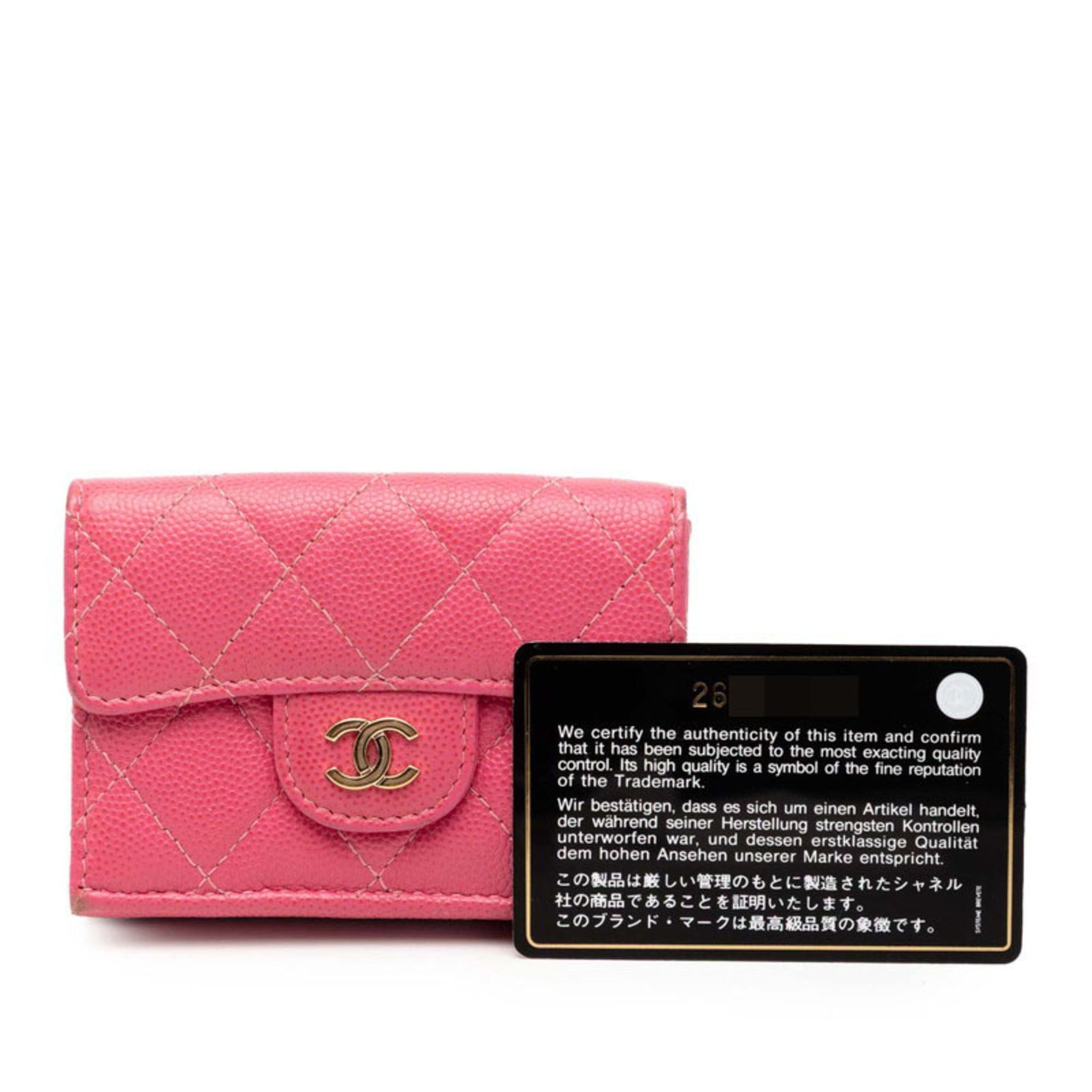 Chanel CHANEL Matelasse Coco Mark Tri-fold Wallet in Pink Caviar Skin for Women Size ONE SIZE - 9 Thumbnail