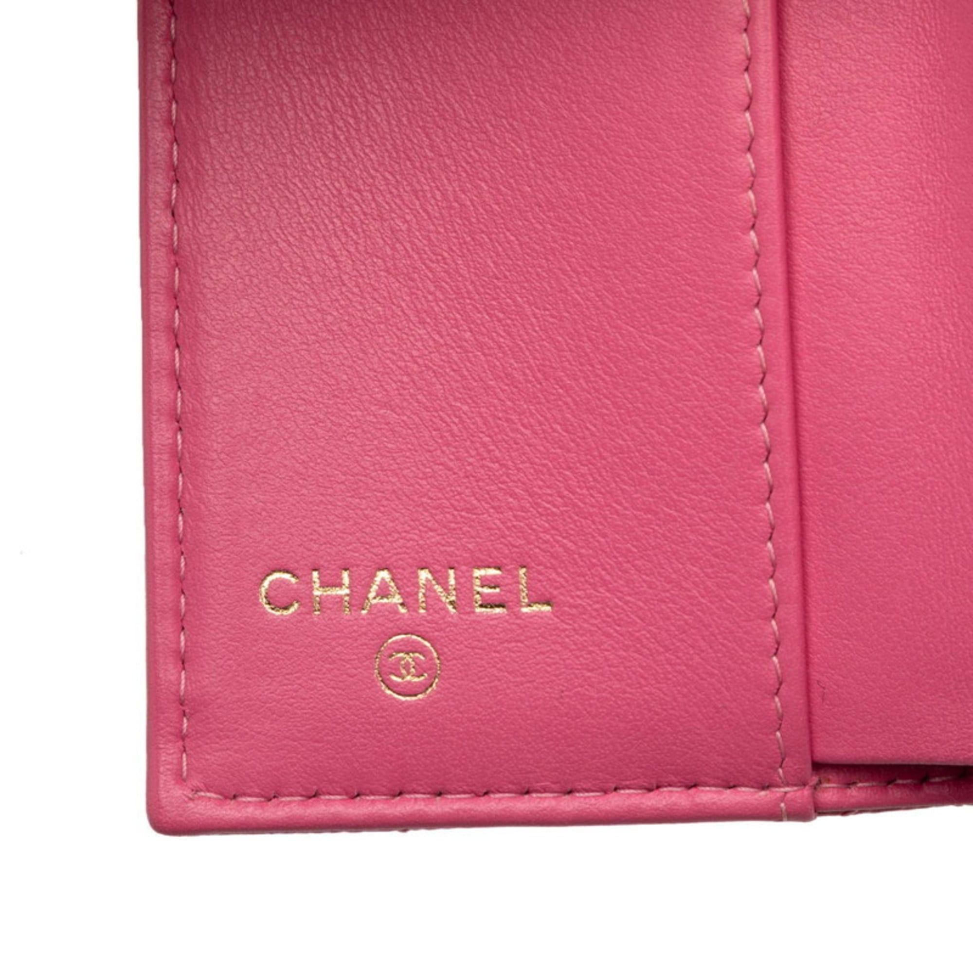 Chanel CHANEL Matelasse Coco Mark Tri-fold Wallet in Pink Caviar Skin for Women Size ONE SIZE - 6 Thumbnail