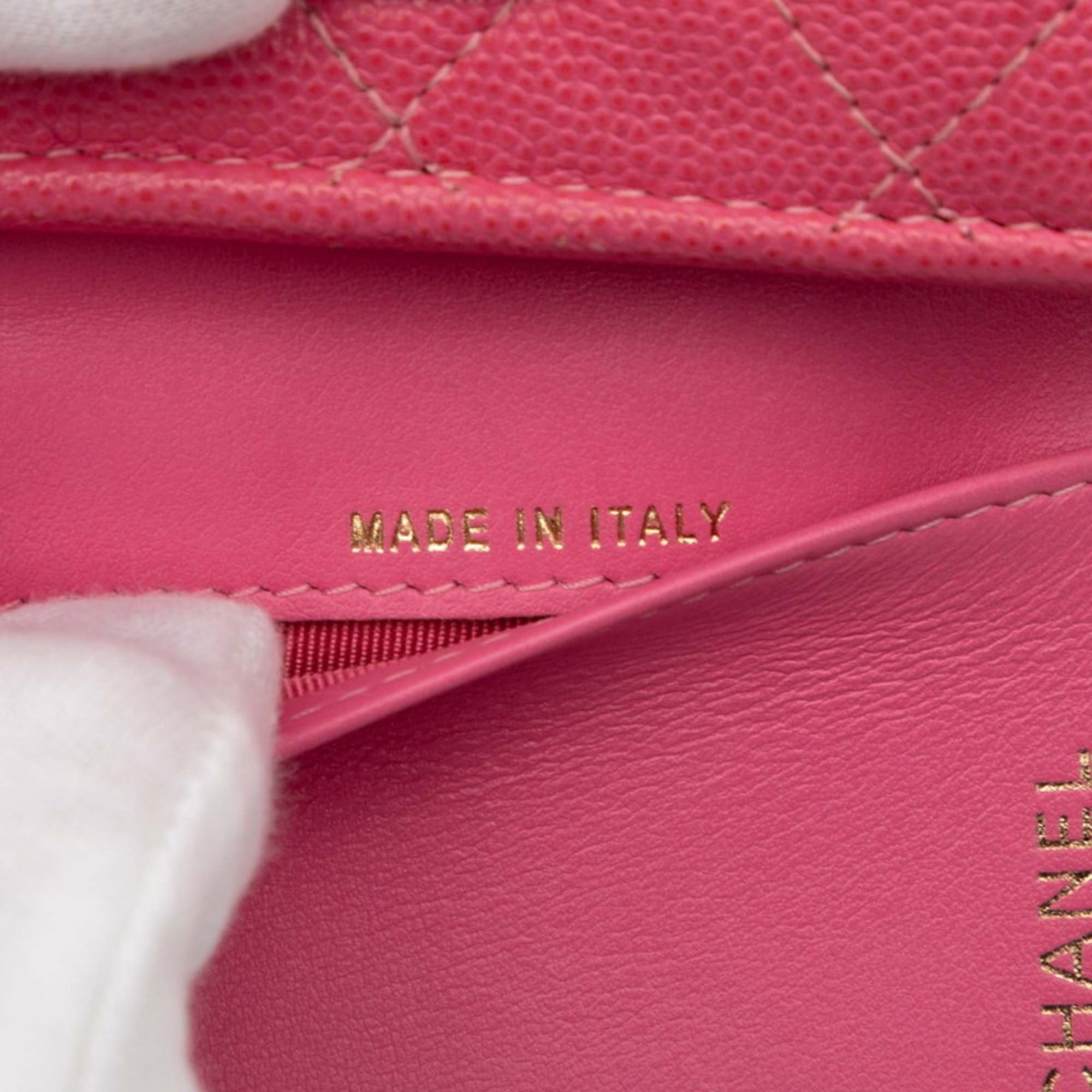 Chanel CHANEL Matelasse Coco Mark Tri-fold Wallet in Pink Caviar Skin for Women Size ONE SIZE - 8 Thumbnail