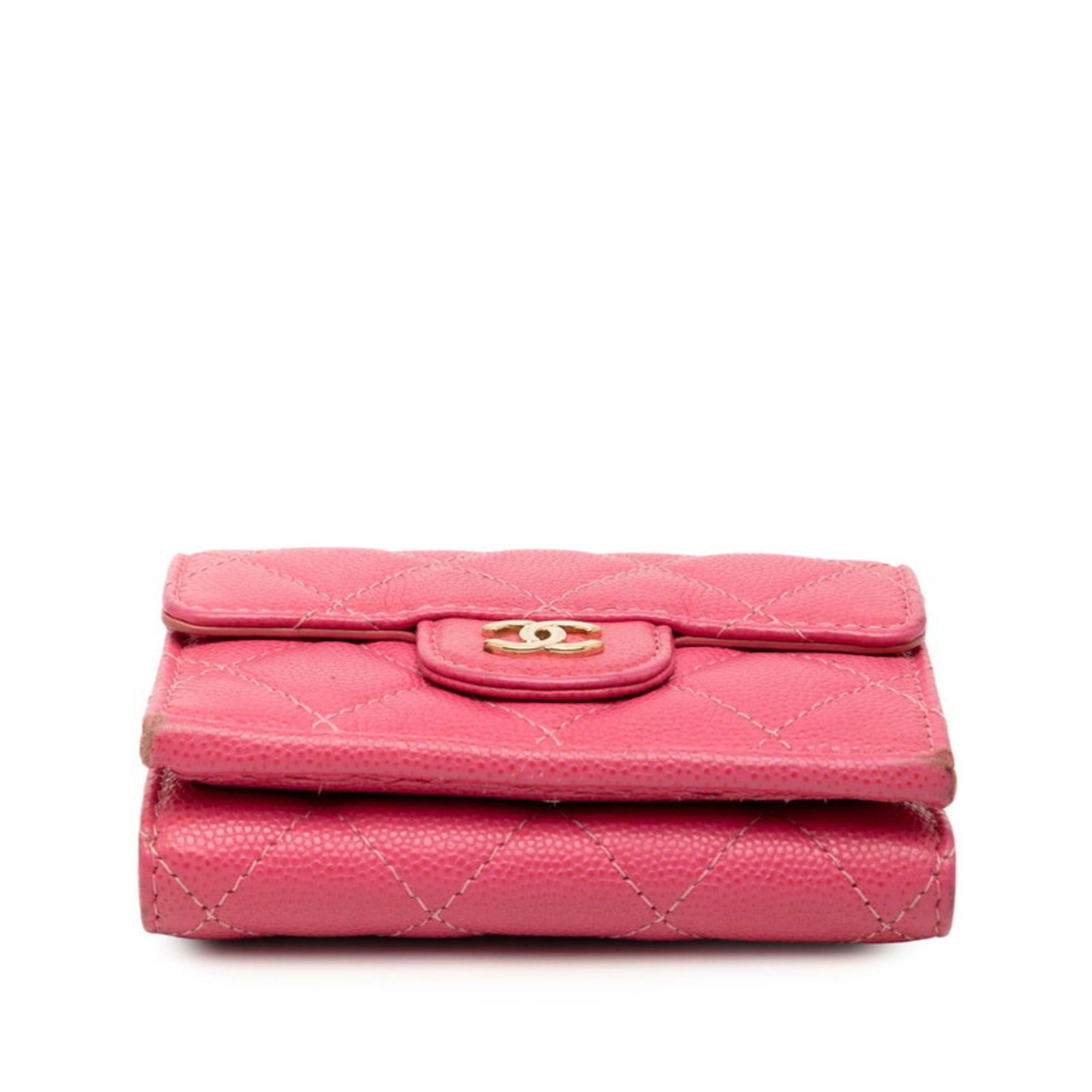 Chanel CHANEL Matelasse Coco Mark Tri-fold Wallet in Pink Caviar Skin for Women Size ONE SIZE - 3 Thumbnail