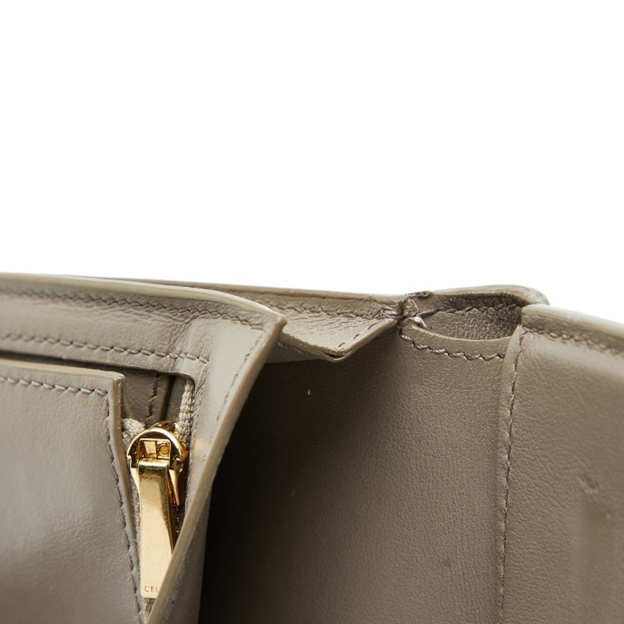 Celine Celine Medium Strap Wallet, Bifold Beige, Blue Leather, Women's, CELINE Size ONE SIZE - 6 Thumbnail