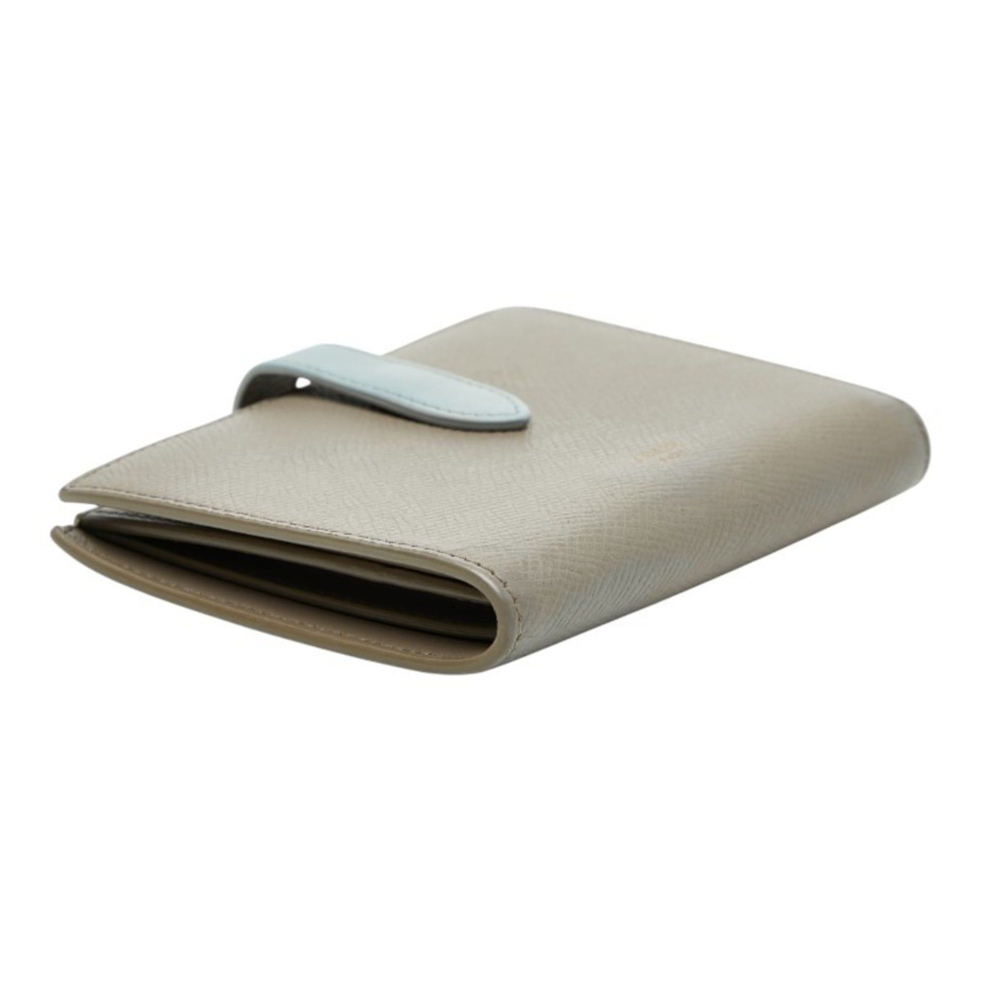 Celine Celine Medium Strap Wallet, Bifold Beige, Blue Leather, Women's, CELINE Size ONE SIZE - 5 Thumbnail