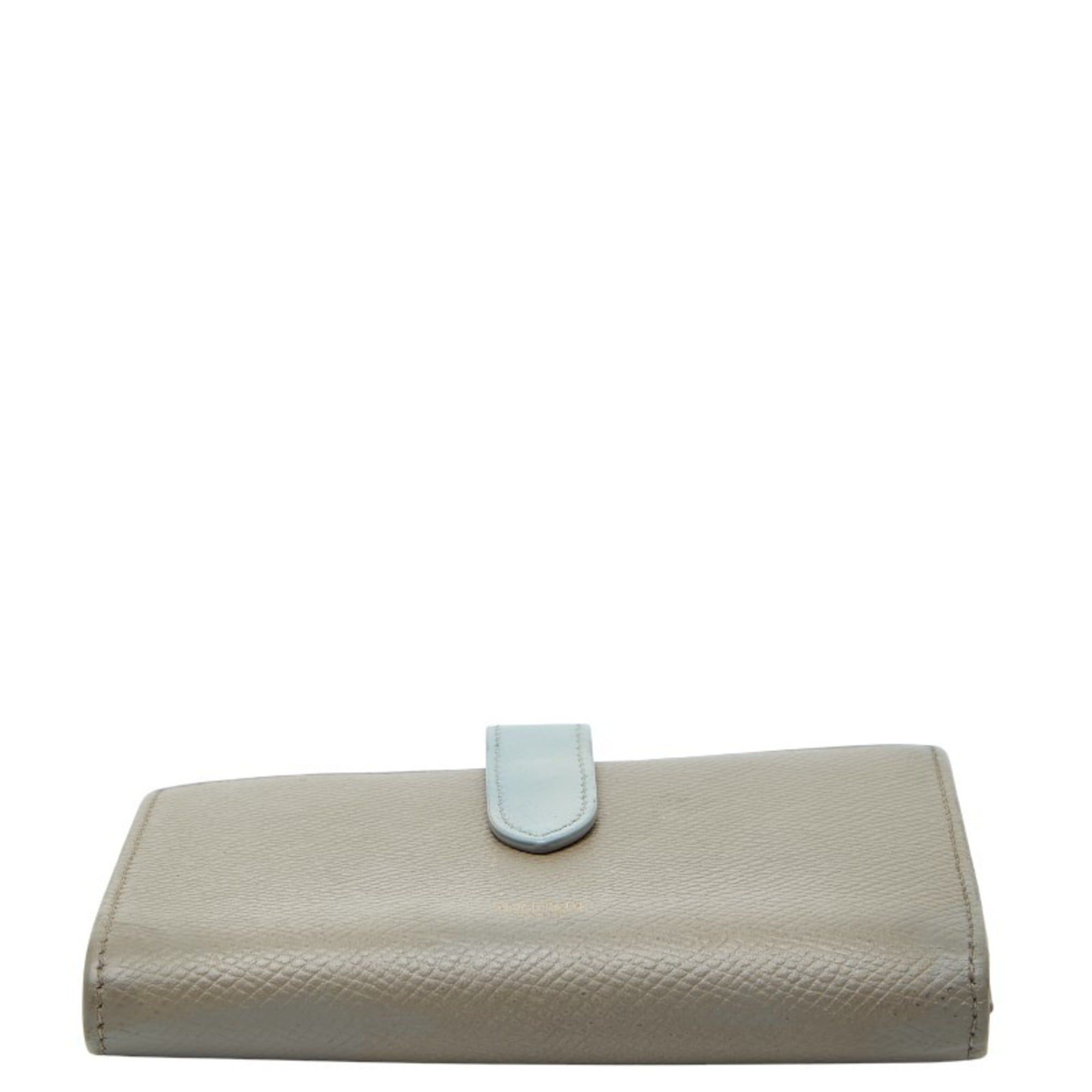 Celine Celine Medium Strap Wallet, Bifold Beige, Blue Leather, Women's, CELINE Size ONE SIZE - 3 Thumbnail
