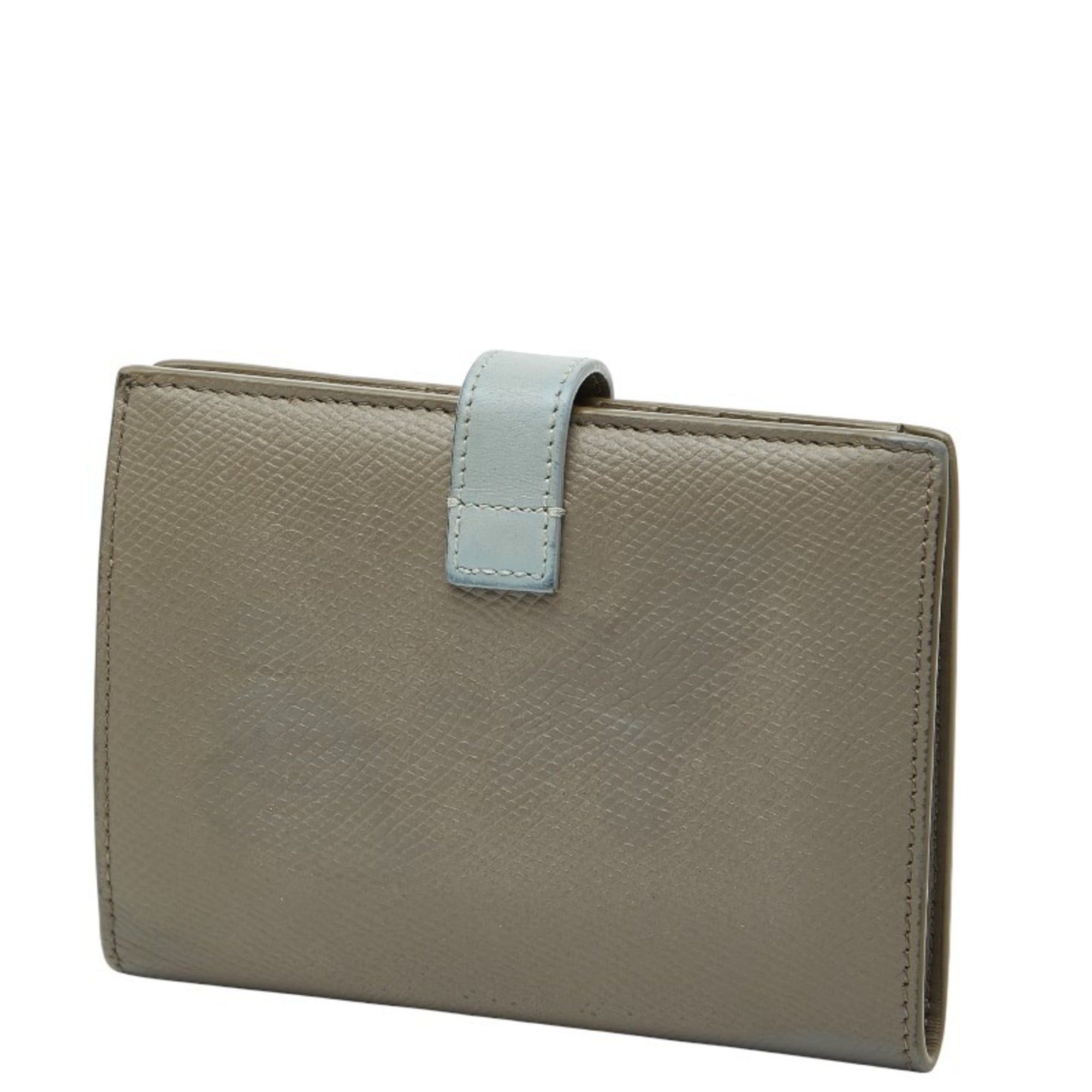 Celine Celine Medium Strap Wallet, Bifold Beige, Blue Leather, Women's, CELINE Size ONE SIZE - 2 Thumbnail