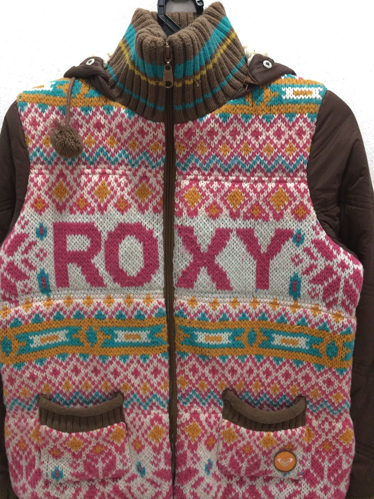 Vintage Vintage Roxy Knit Spell Out Hoodies Jacket Size US S / EU 44-46 / 1 - 2 Thumbnail