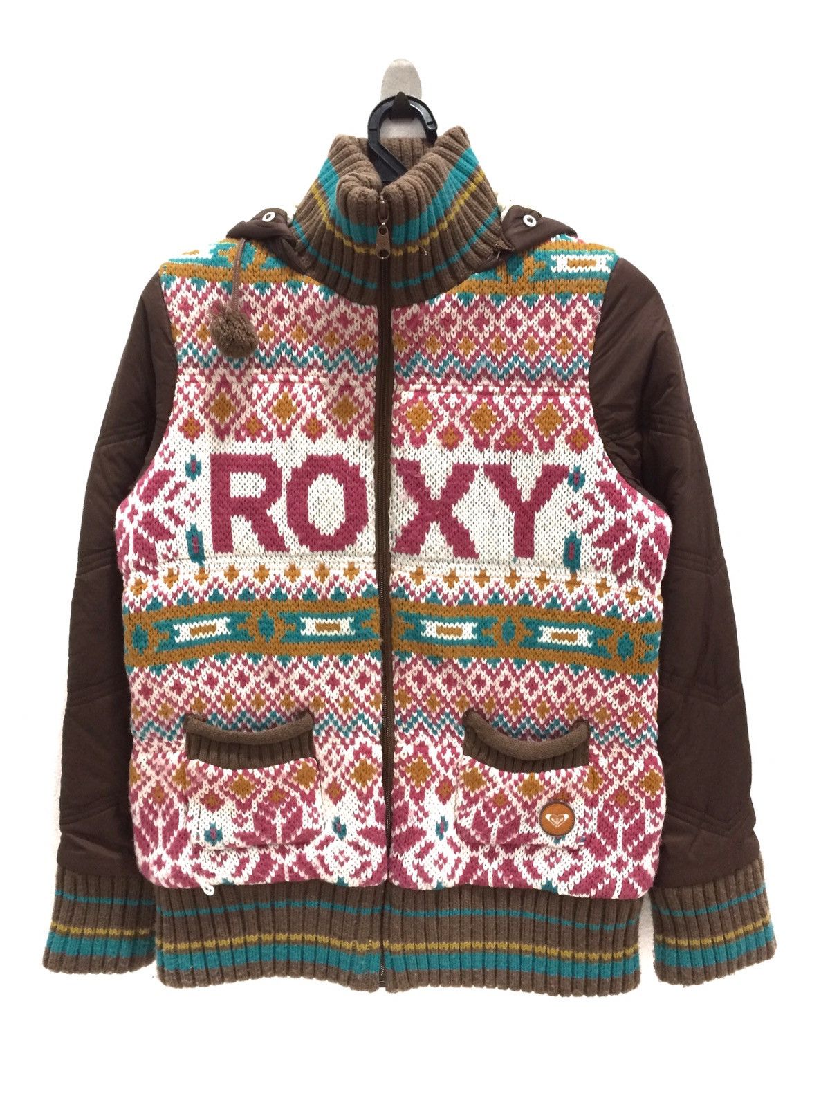 Vintage Vintage Roxy Knit Spell Out Hoodies Jacket Size US S / EU 44-46 / 1 - 1 Thumbnail