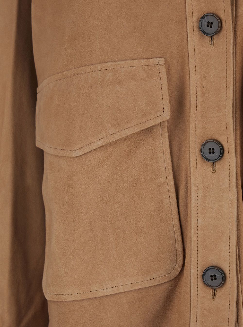 ARMA 'Kaylee' Brown Jacket with Classic Collar and Applied Pockets on the Front in Suede for Women Size XS / US 0-2 / IT 36-38 - 3 Thumbnail