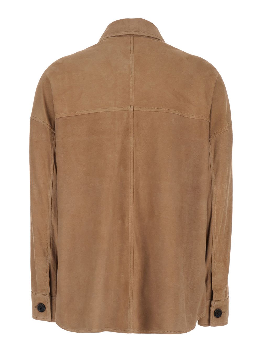 ARMA 'Kaylee' Brown Jacket with Classic Collar and Applied Pockets on the Front in Suede for Women Size M / US 6-8 / IT 42-44 - 2 Thumbnail