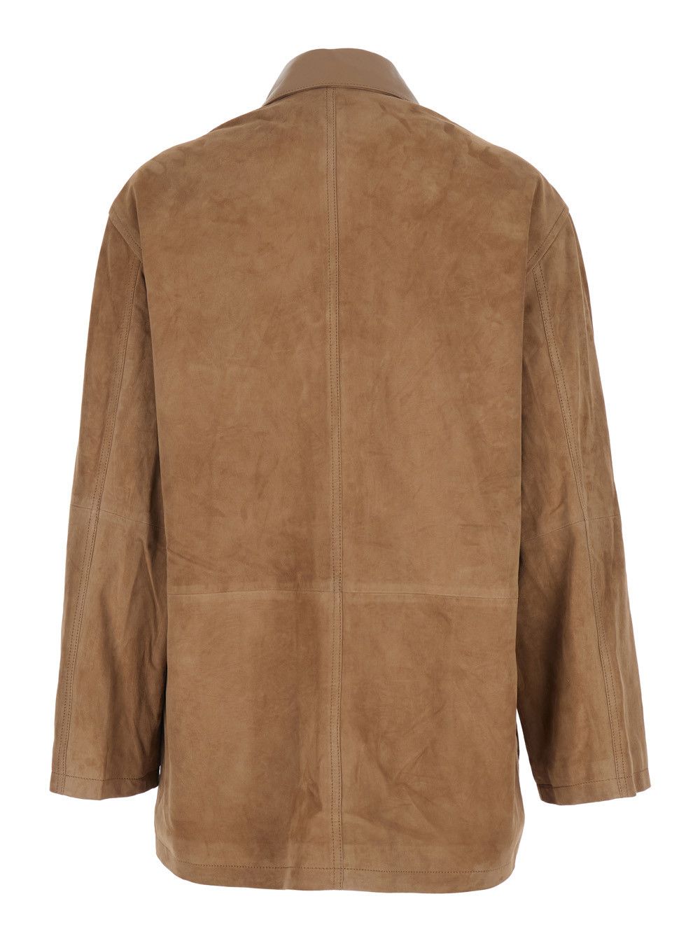 ARMA 'Kaylee' Brown Jacket with Foldable Collar with Button and Patch Pockets on the Front in Suede for Women Size XS / US 0-2 / IT 36-38 - 2 Thumbnail