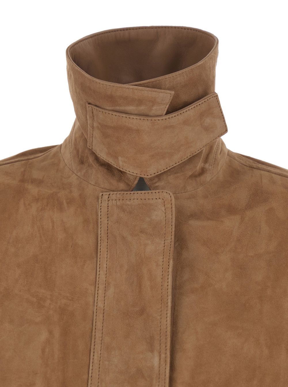 ARMA 'Kaylee' Brown Jacket with Foldable Collar with Button and Patch Pockets on the Front in Suede for Women Size M / US 6-8 / IT 42-44 - 3 Thumbnail