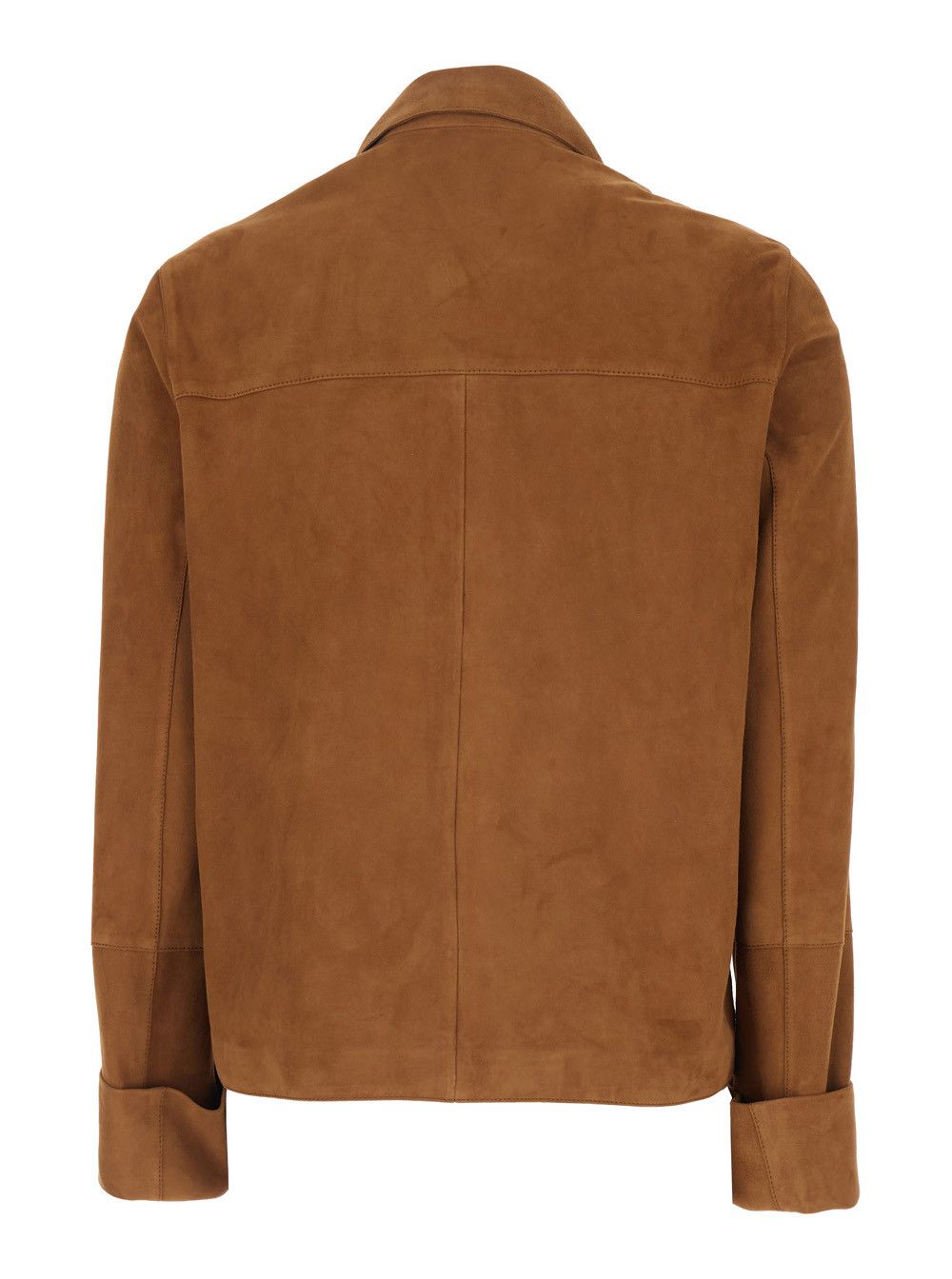 ARMA 'Ella' Brown Jacket with Wide Collar and Front Patch Pockets in Suede Woman Size S / US 4 / IT 40 - 2 Thumbnail